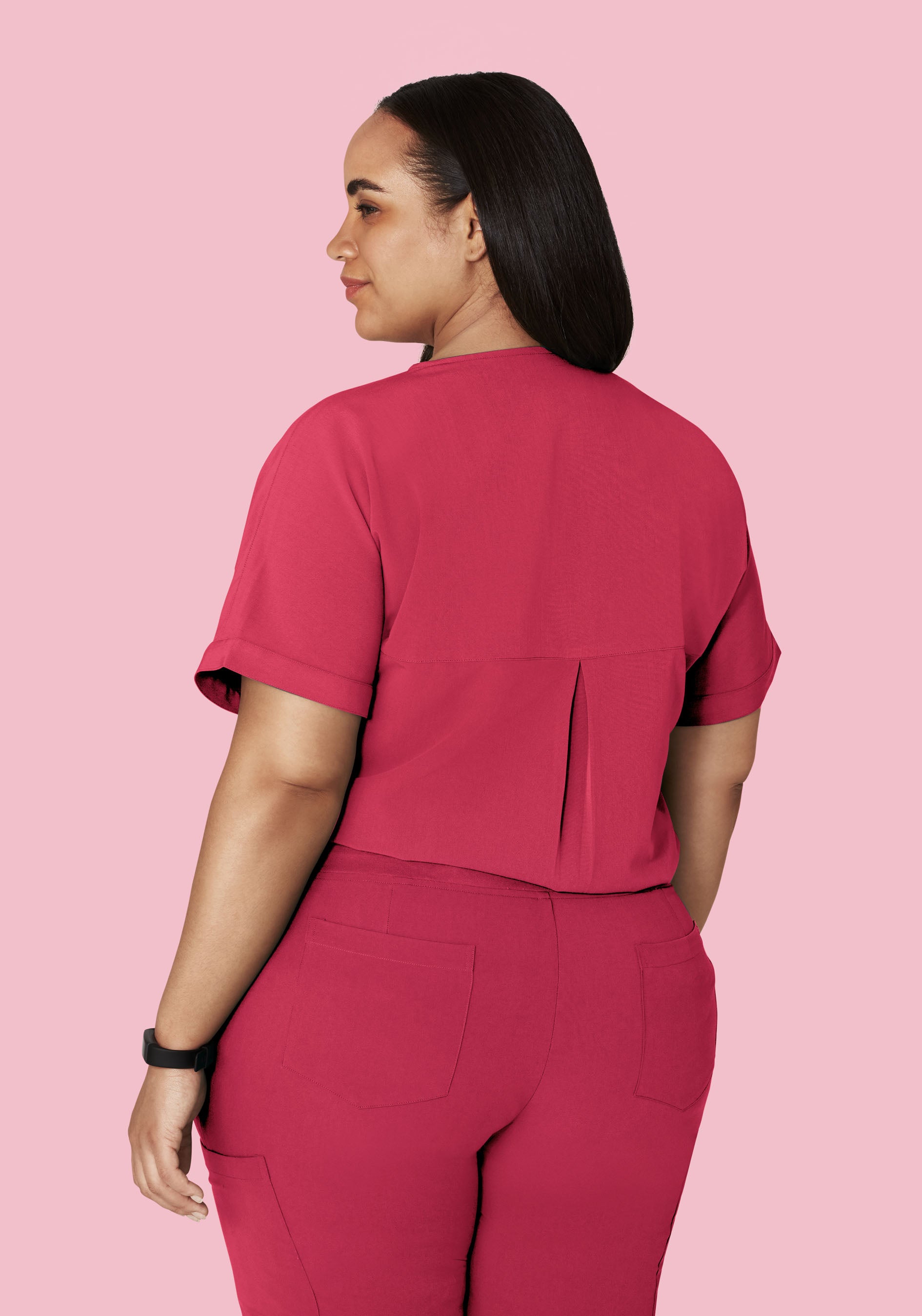 Oversized V Neck Top Deep Rose
