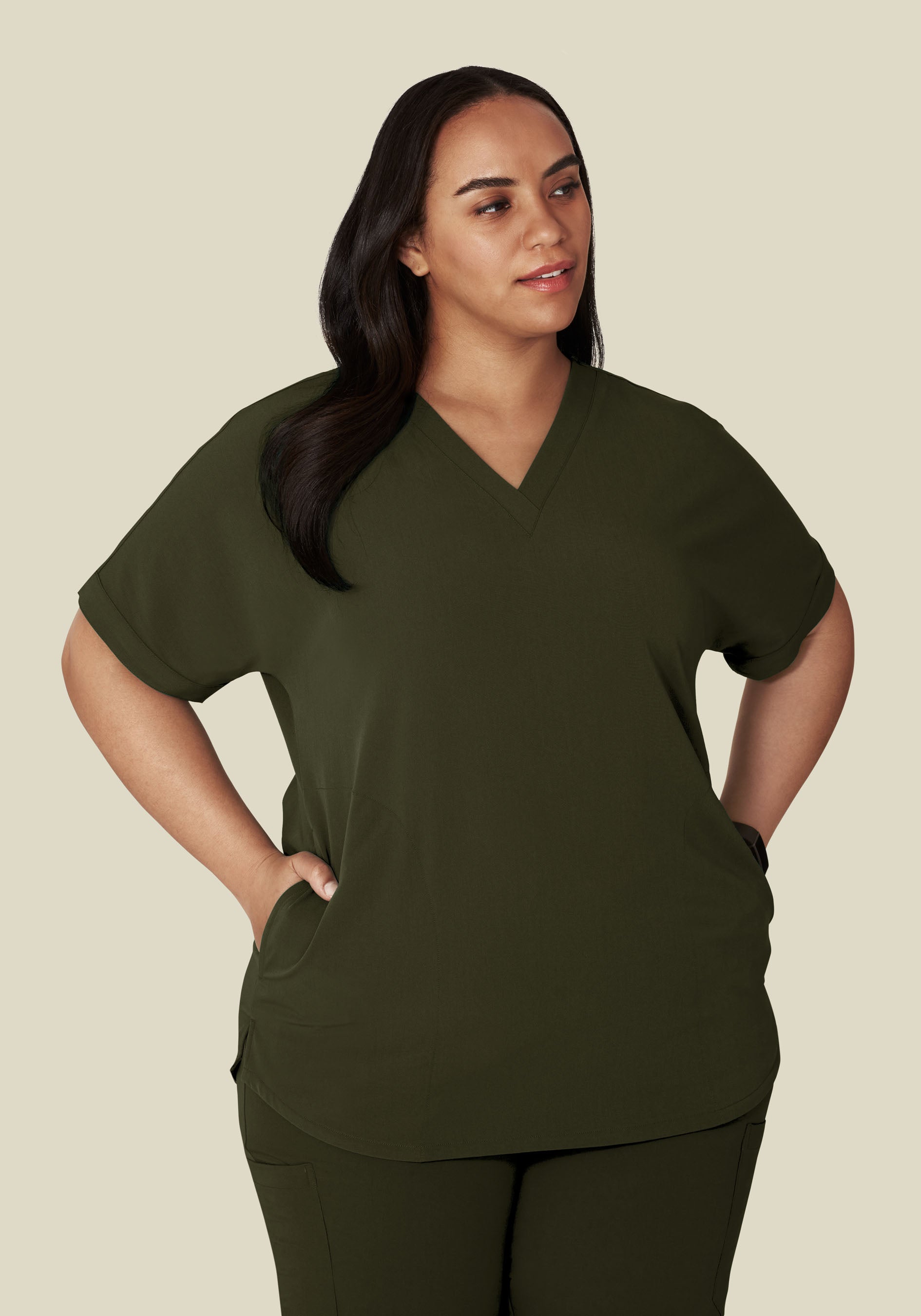 Oversized V Neck Top Olive