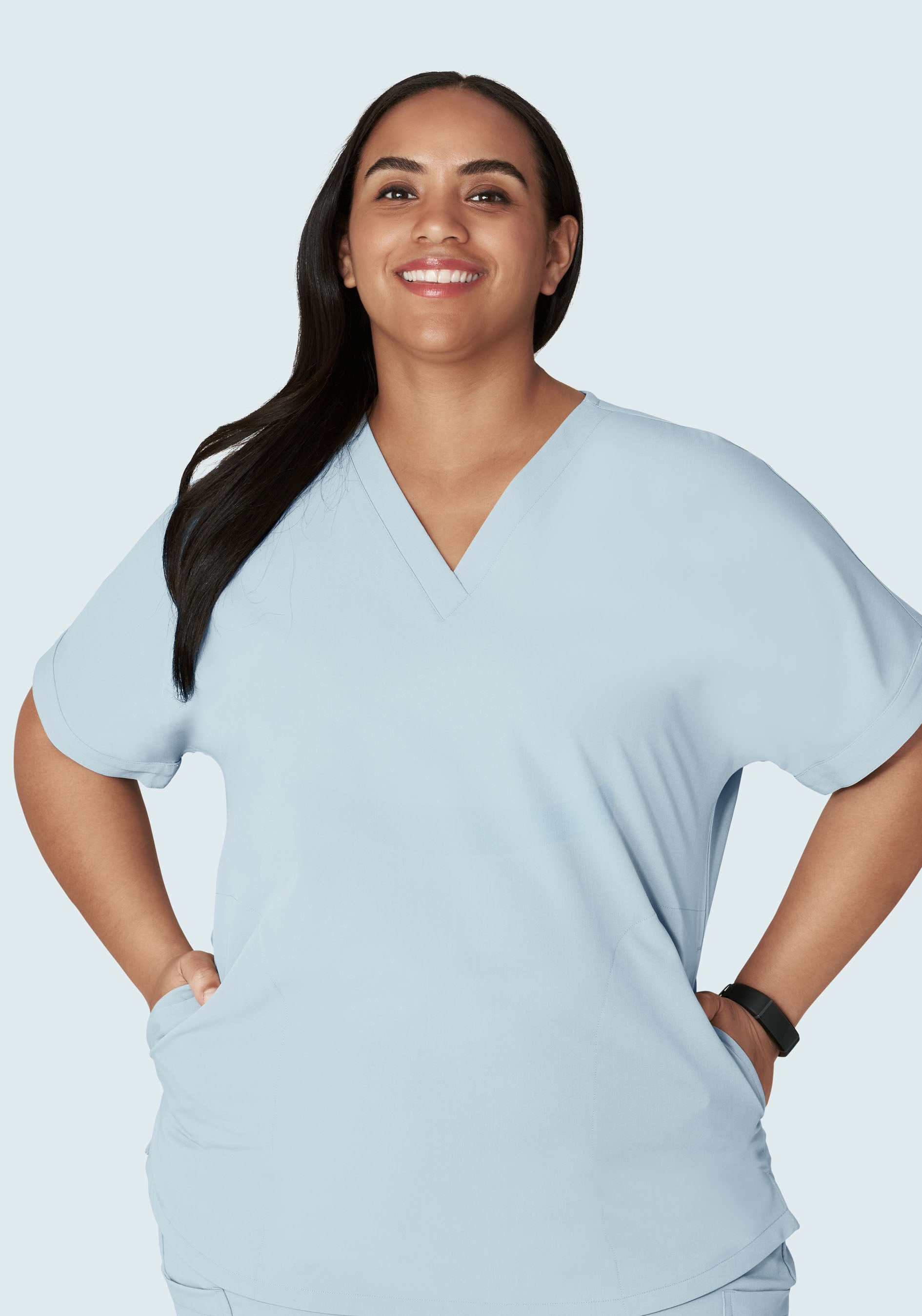 Oversized V Neck Top Powder Blue