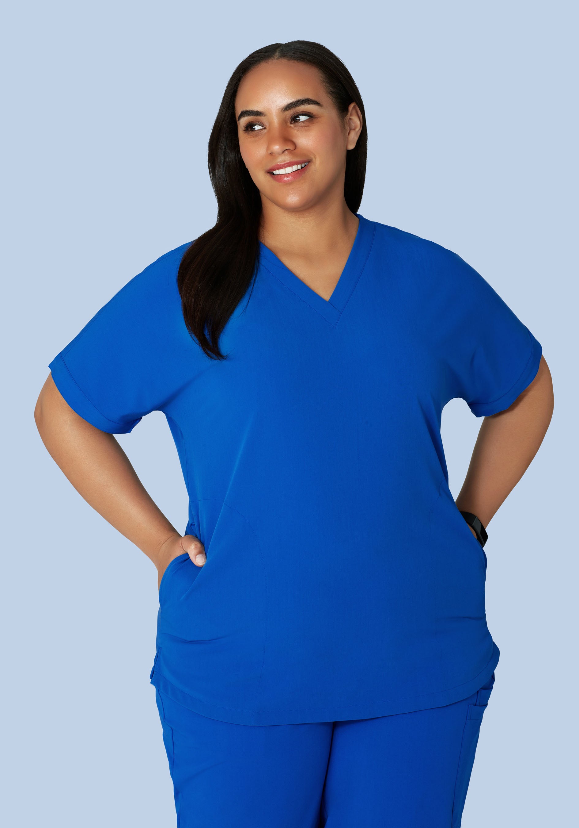 Oversized V Neck Top Royal Blue