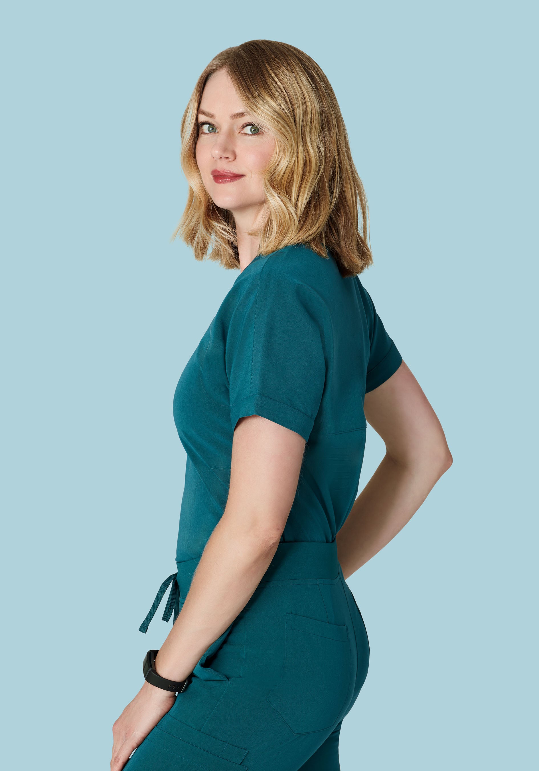 Oversized V Neck Top Caribbean Blue