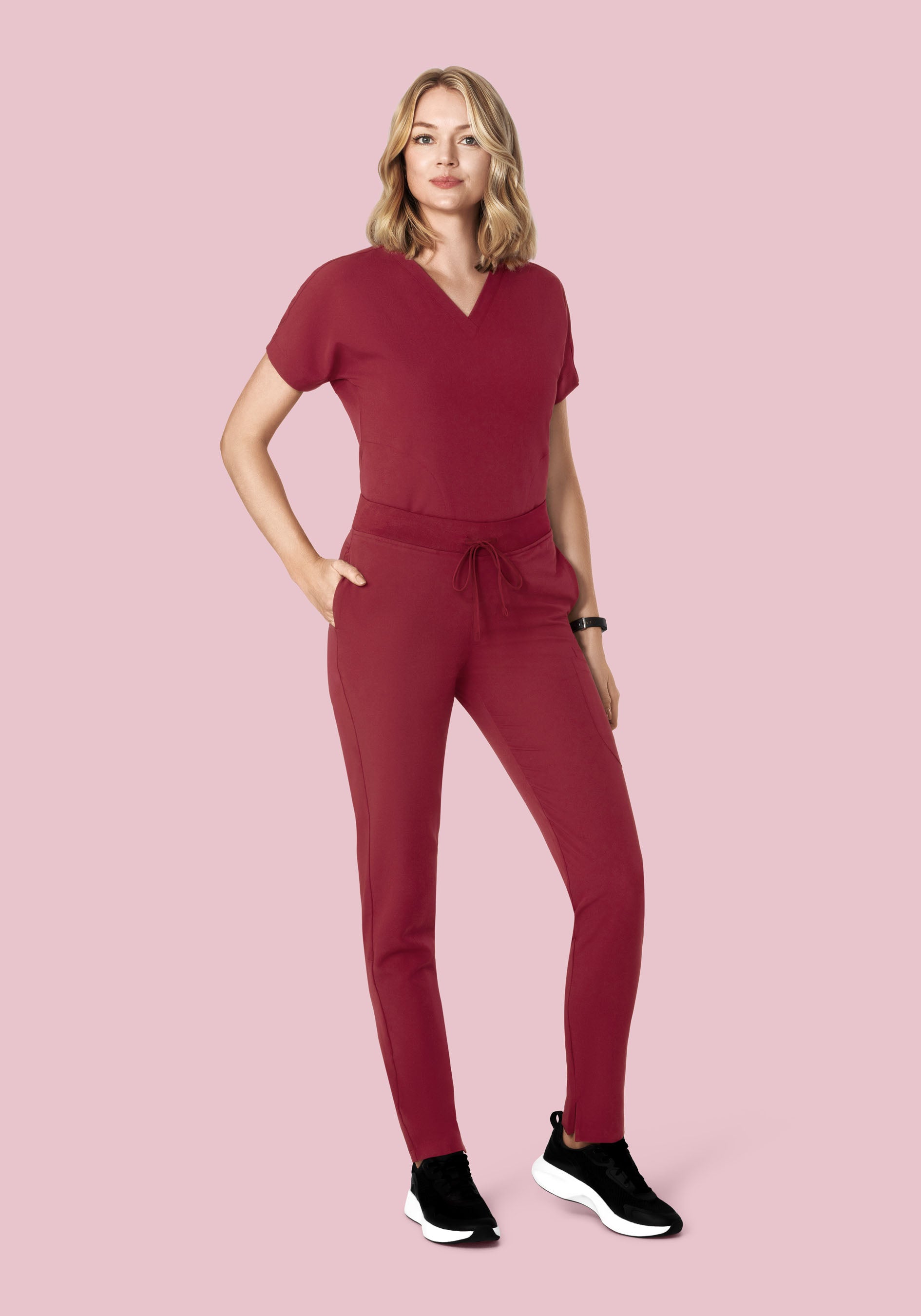 Oversized V Neck Top Garnet