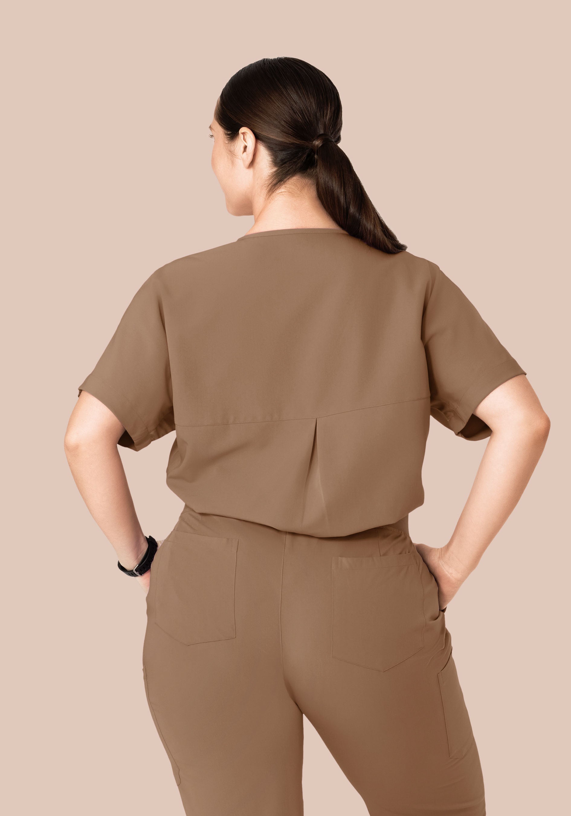 Oversized V Neck Top Mocha