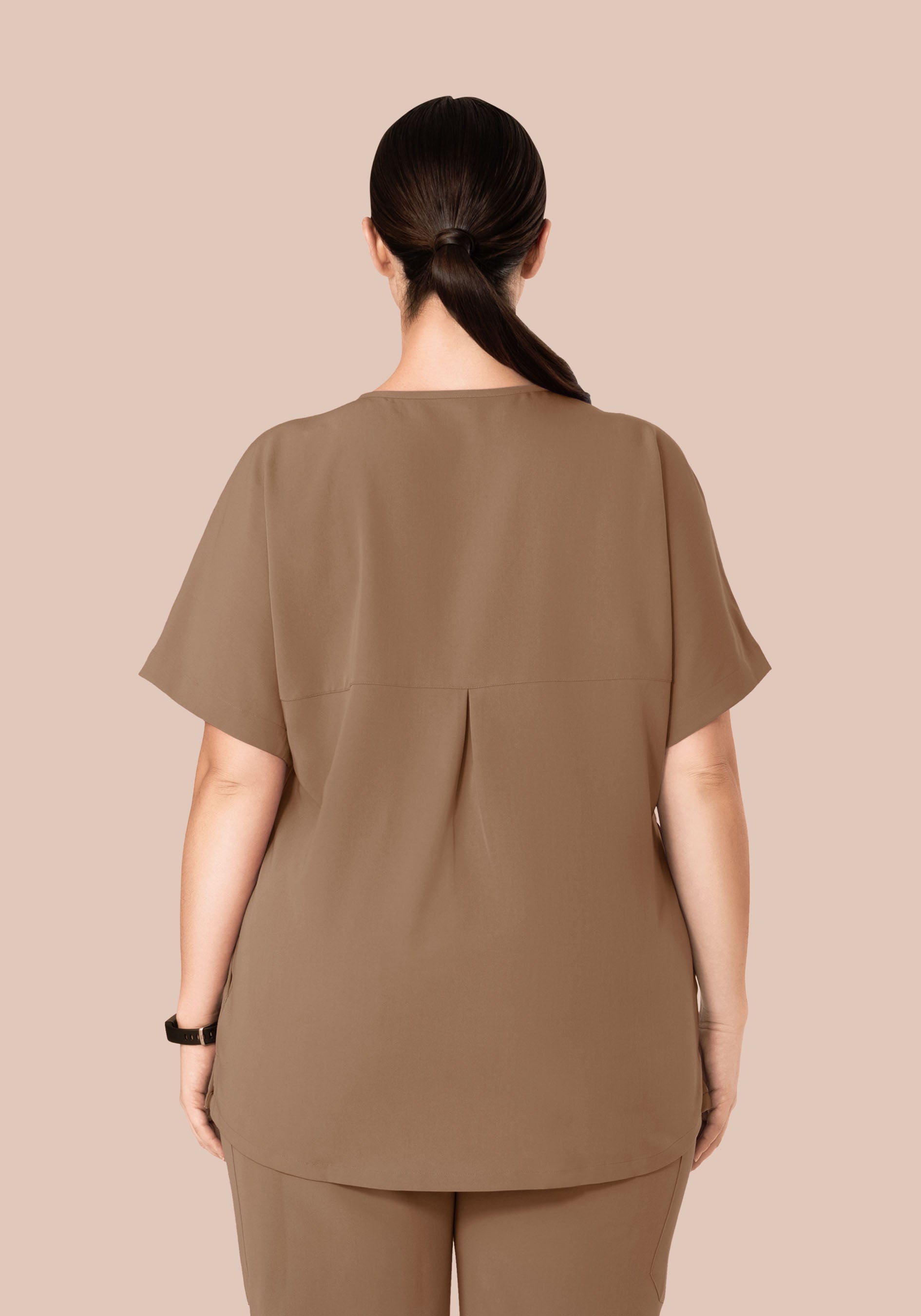 Oversized V Neck Top Mocha