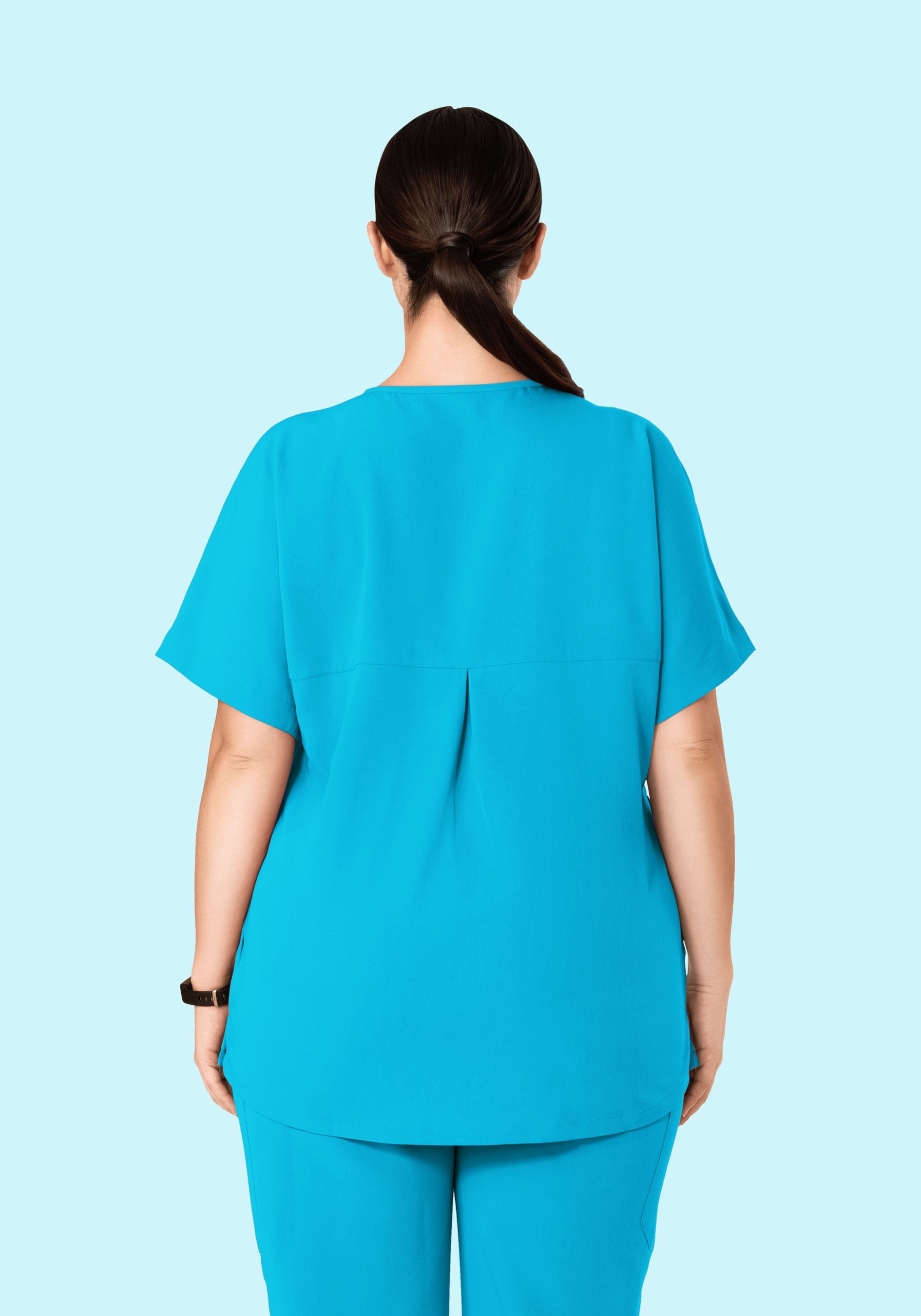 Oversized V Neck Top Pacific Blue