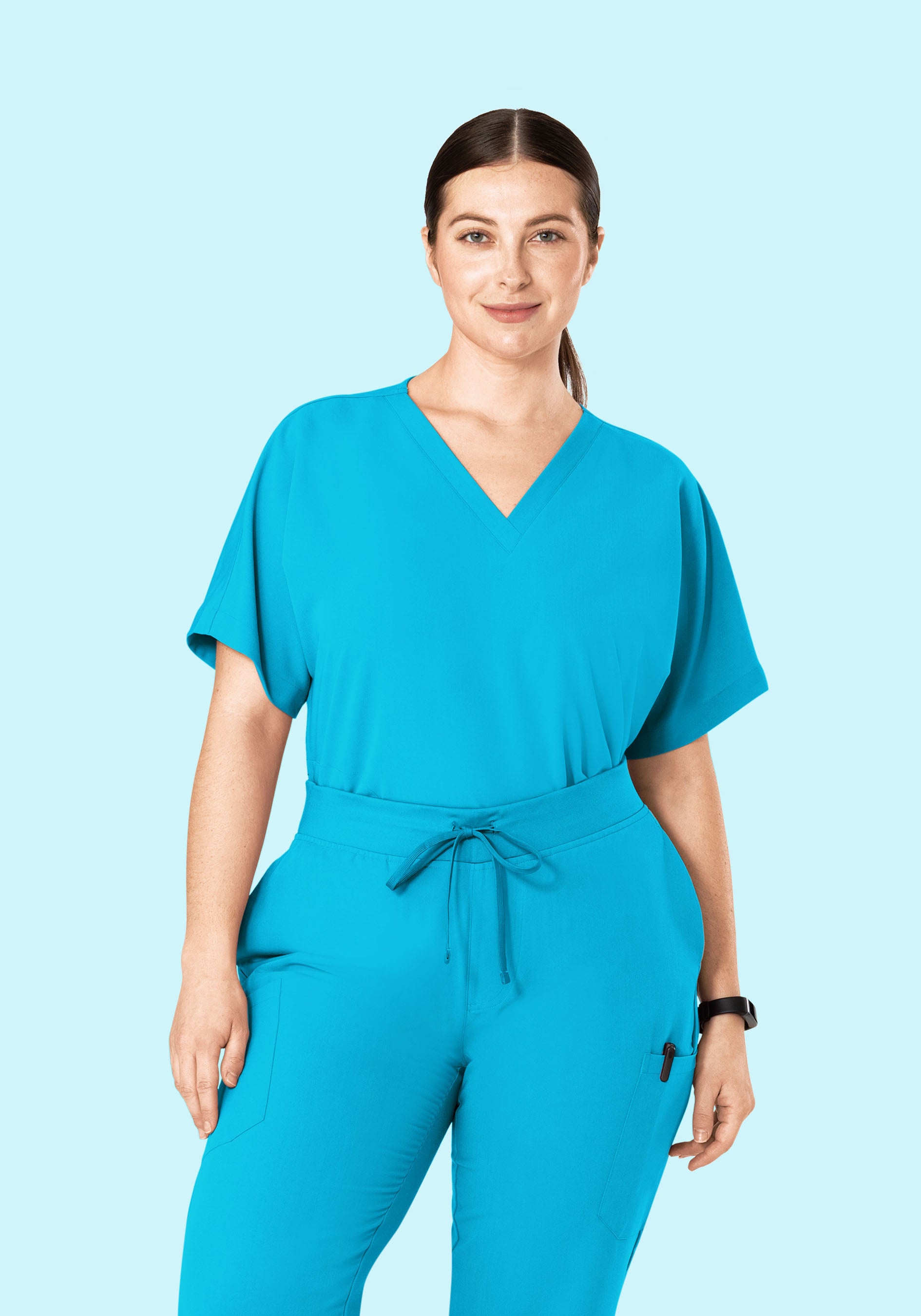 Oversized V Neck Top Pacific Blue