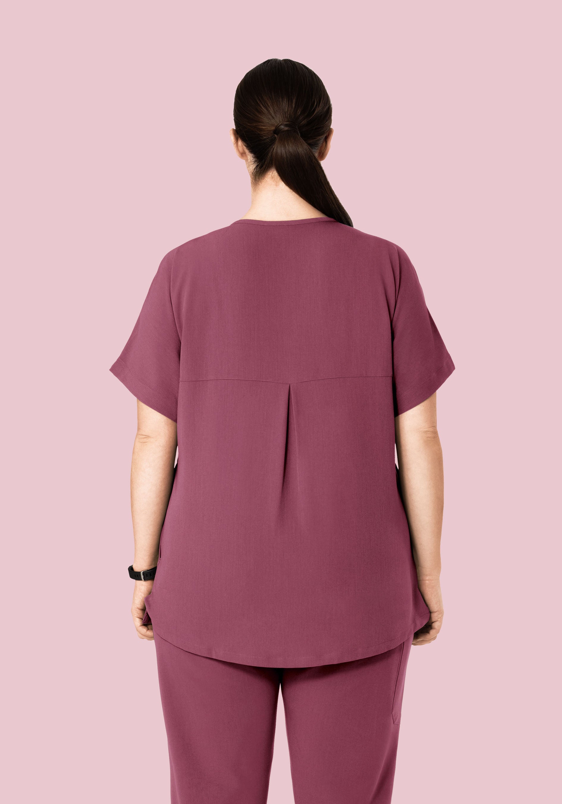 Oversized V Neck Top Deep Mauve