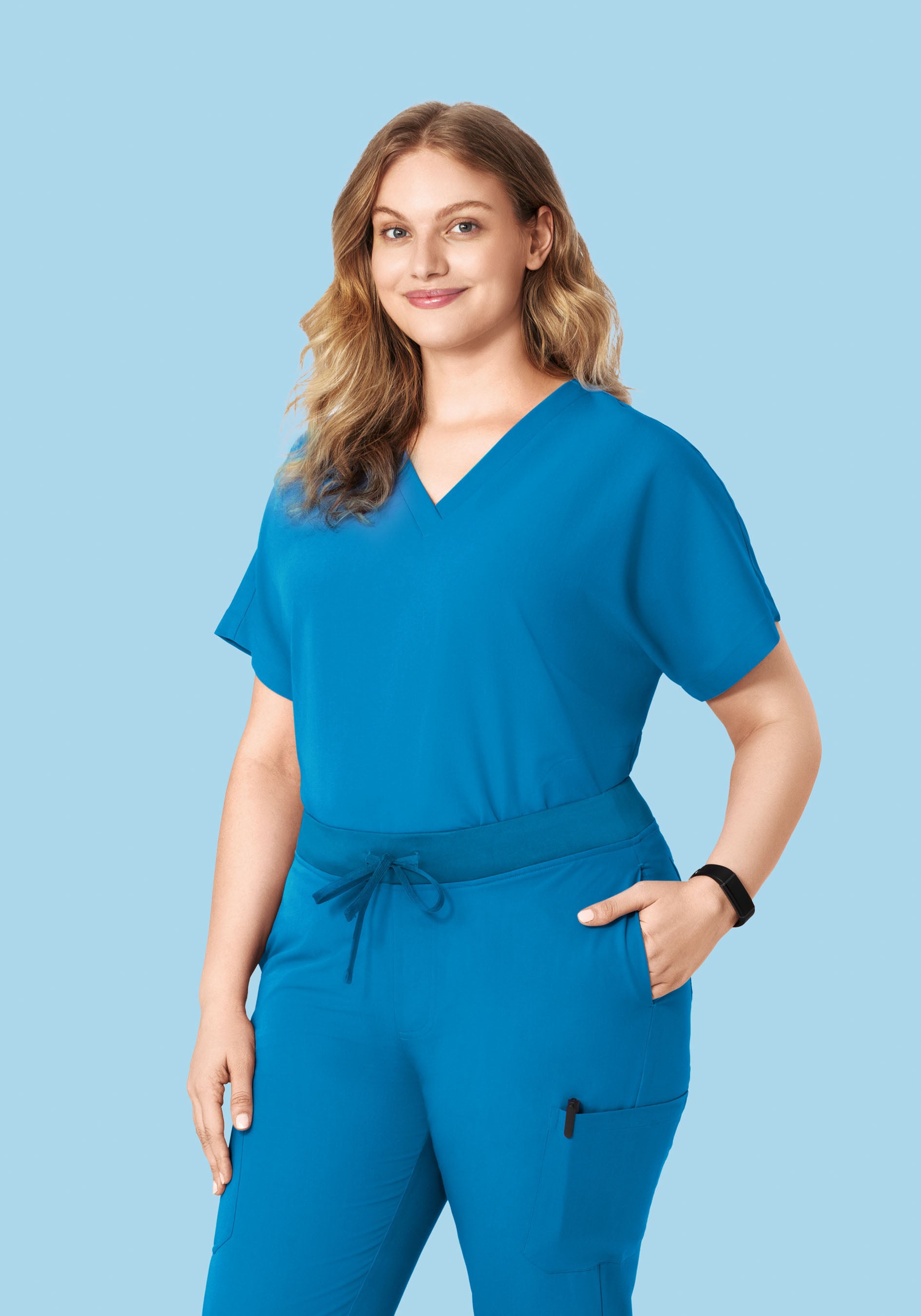 Oversized V Neck Top Electric Blue