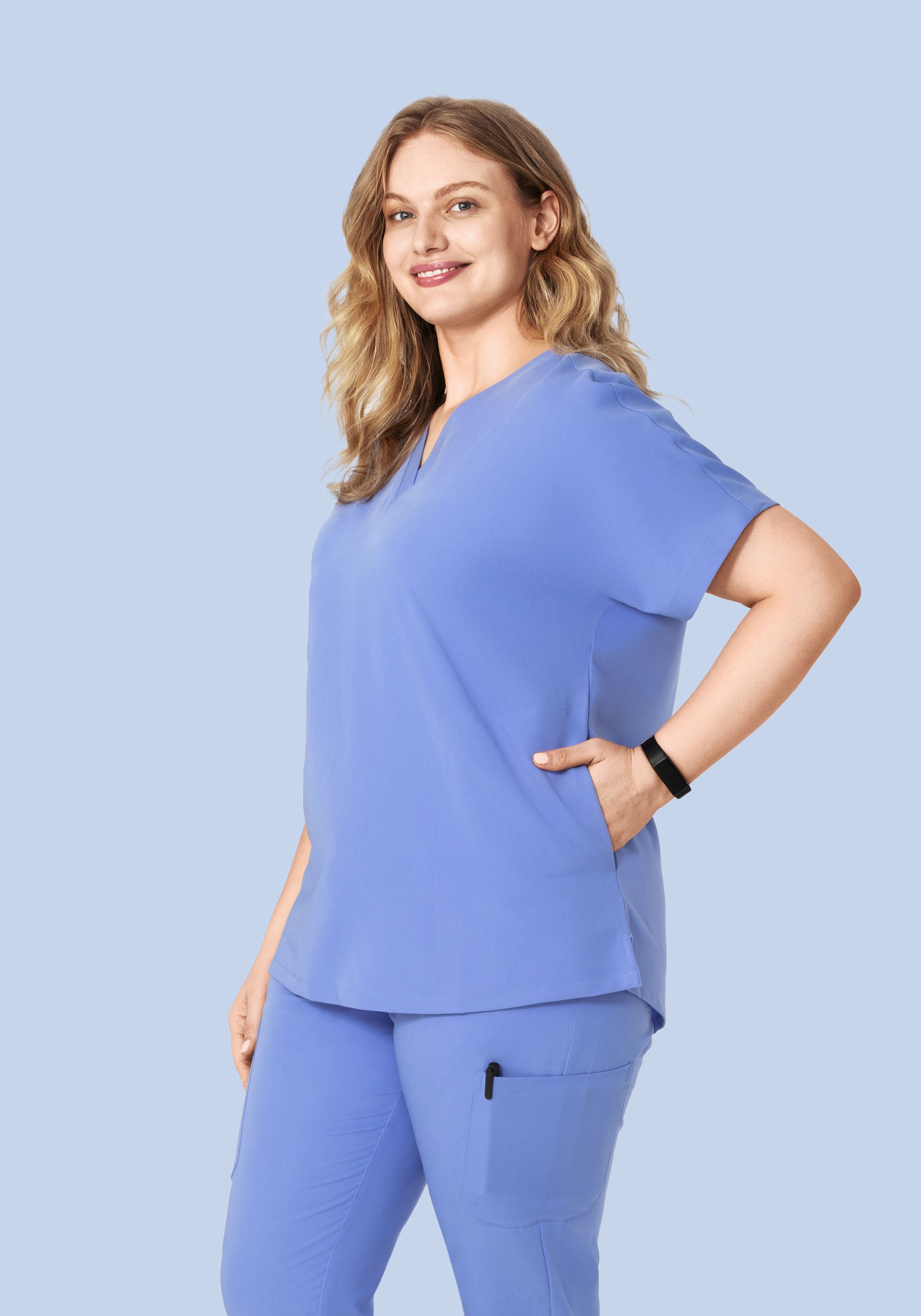 Oversized V Neck Top French Blue