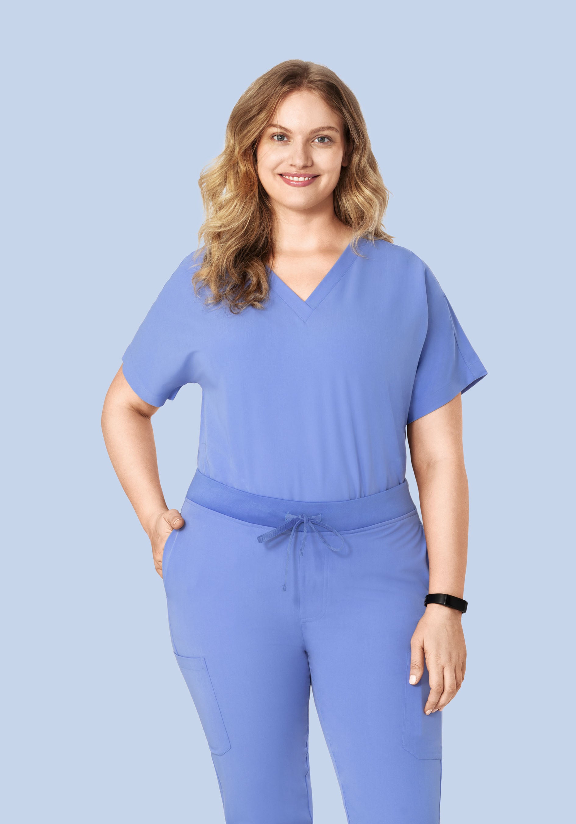 Oversized V Neck Top French Blue