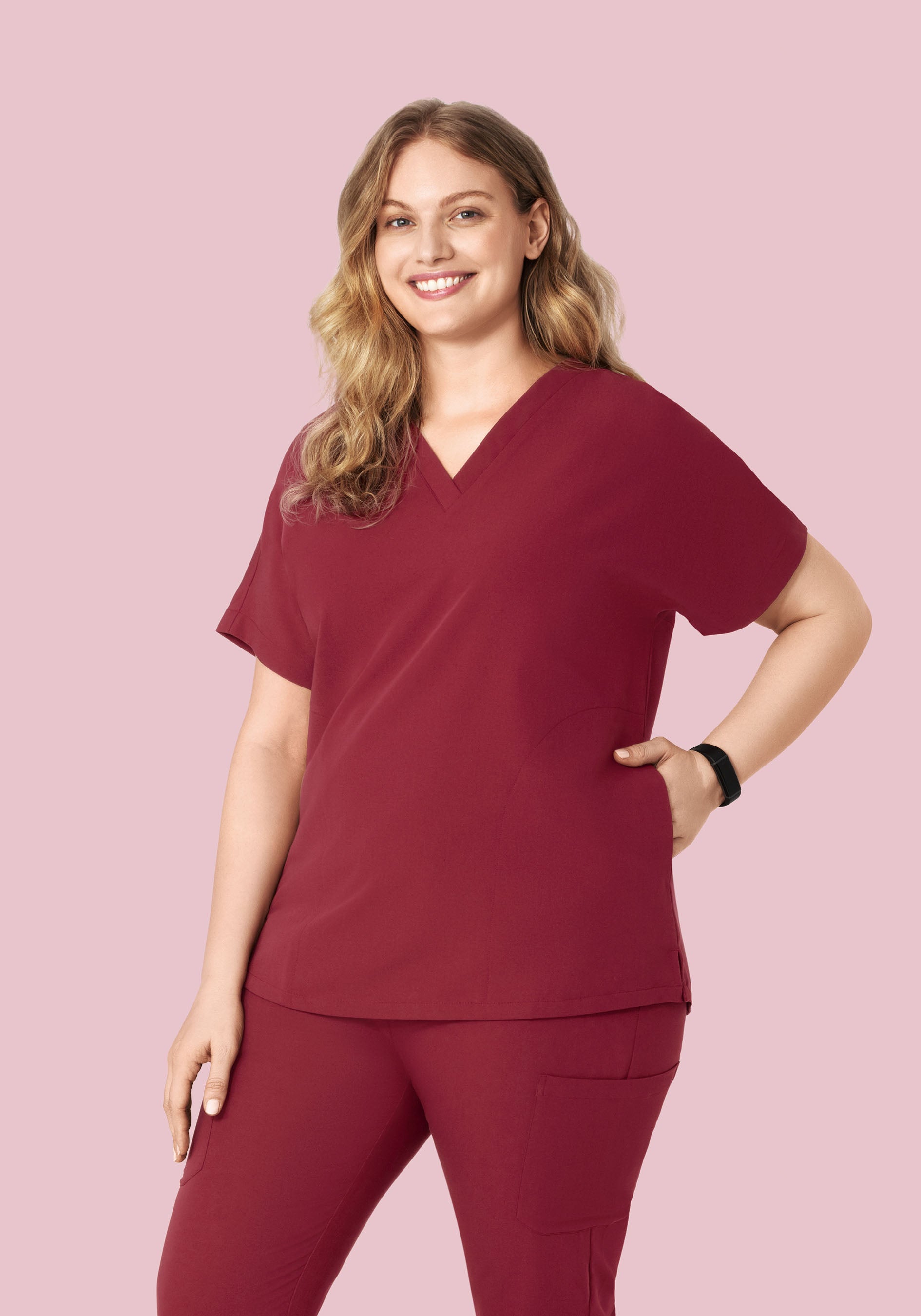 Oversized V Neck Top Garnet