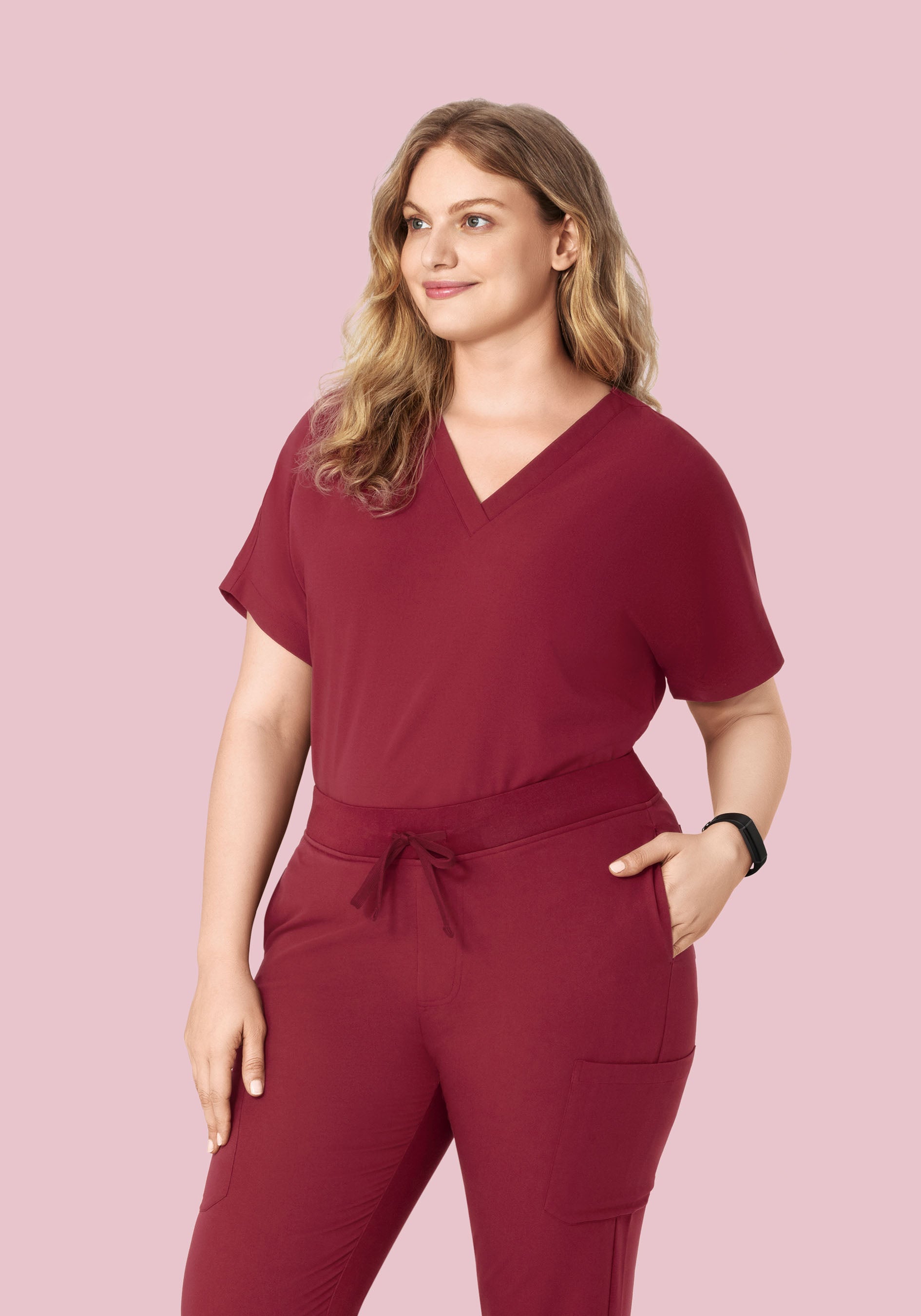 Oversized V Neck Top Garnet