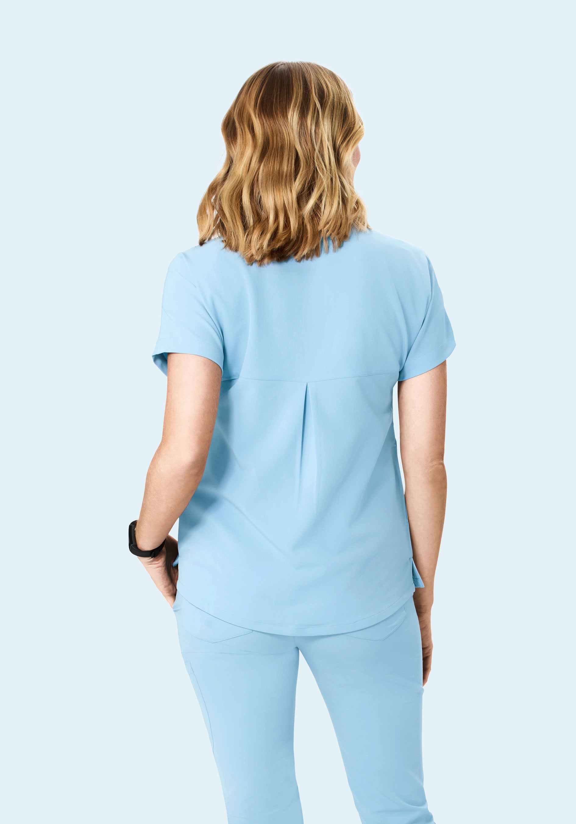 Oversized V Neck Top Nordic Blue