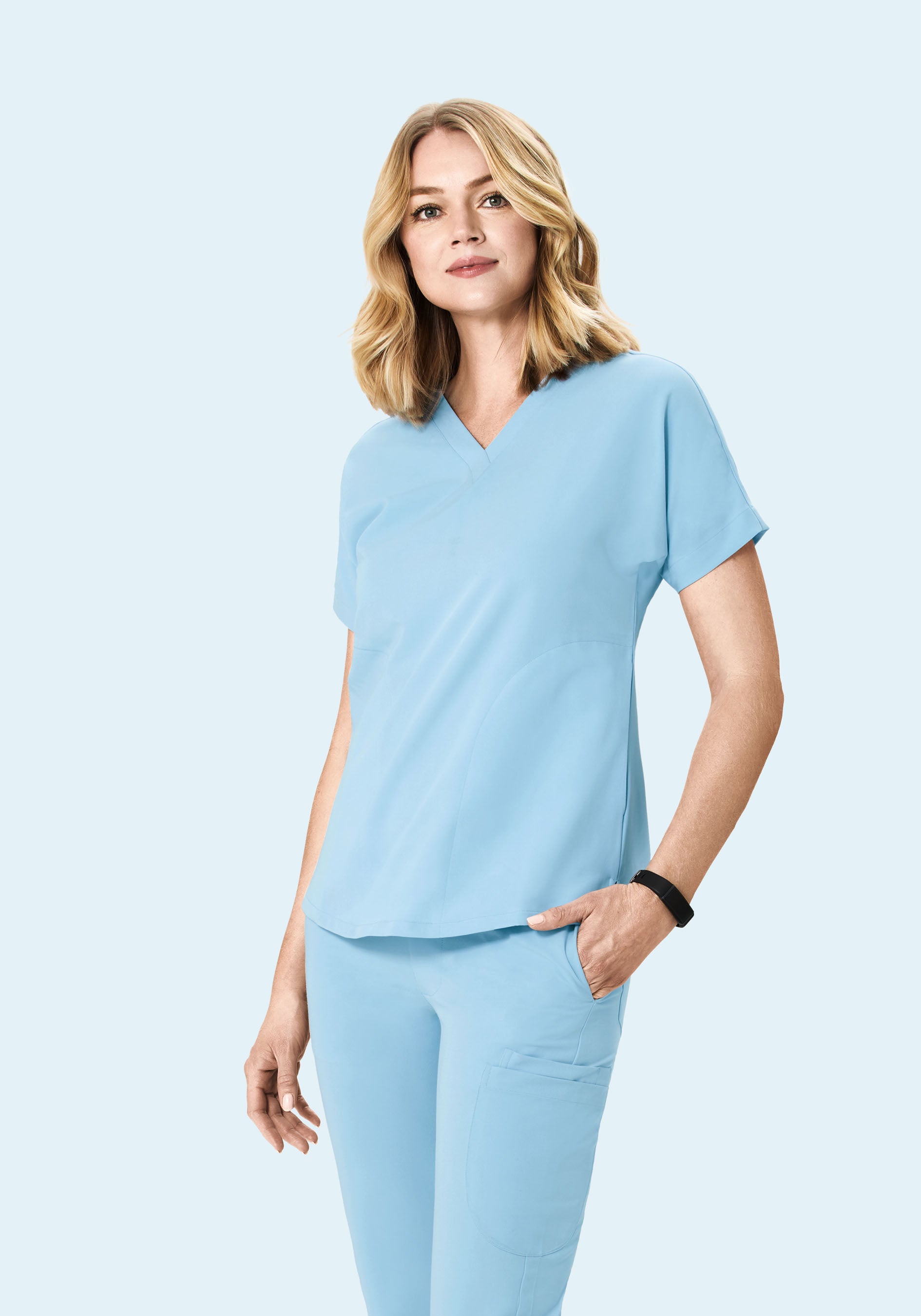 Oversized V Neck Top Nordic Blue