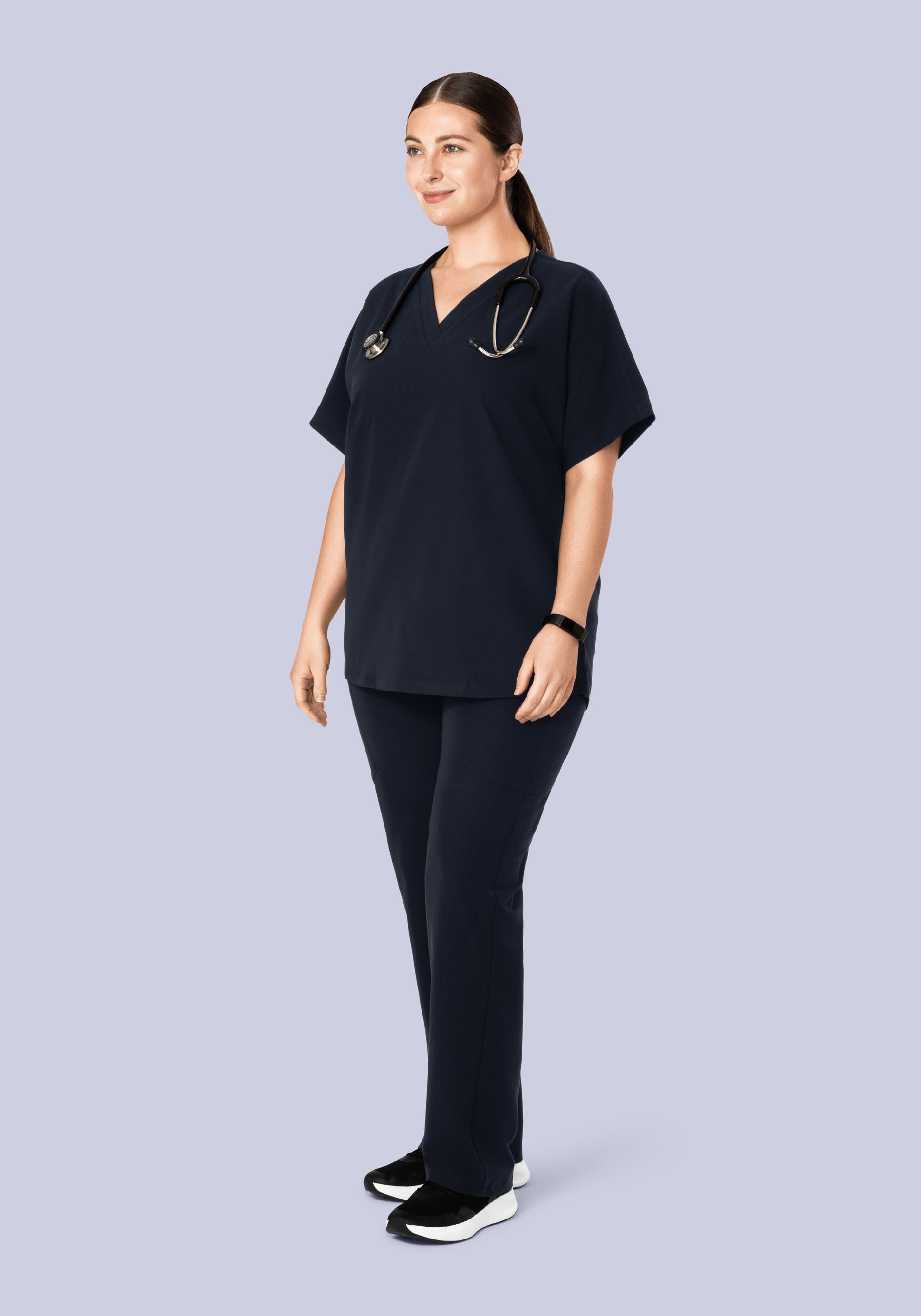 Oversized V Neck Top Midnight Navy