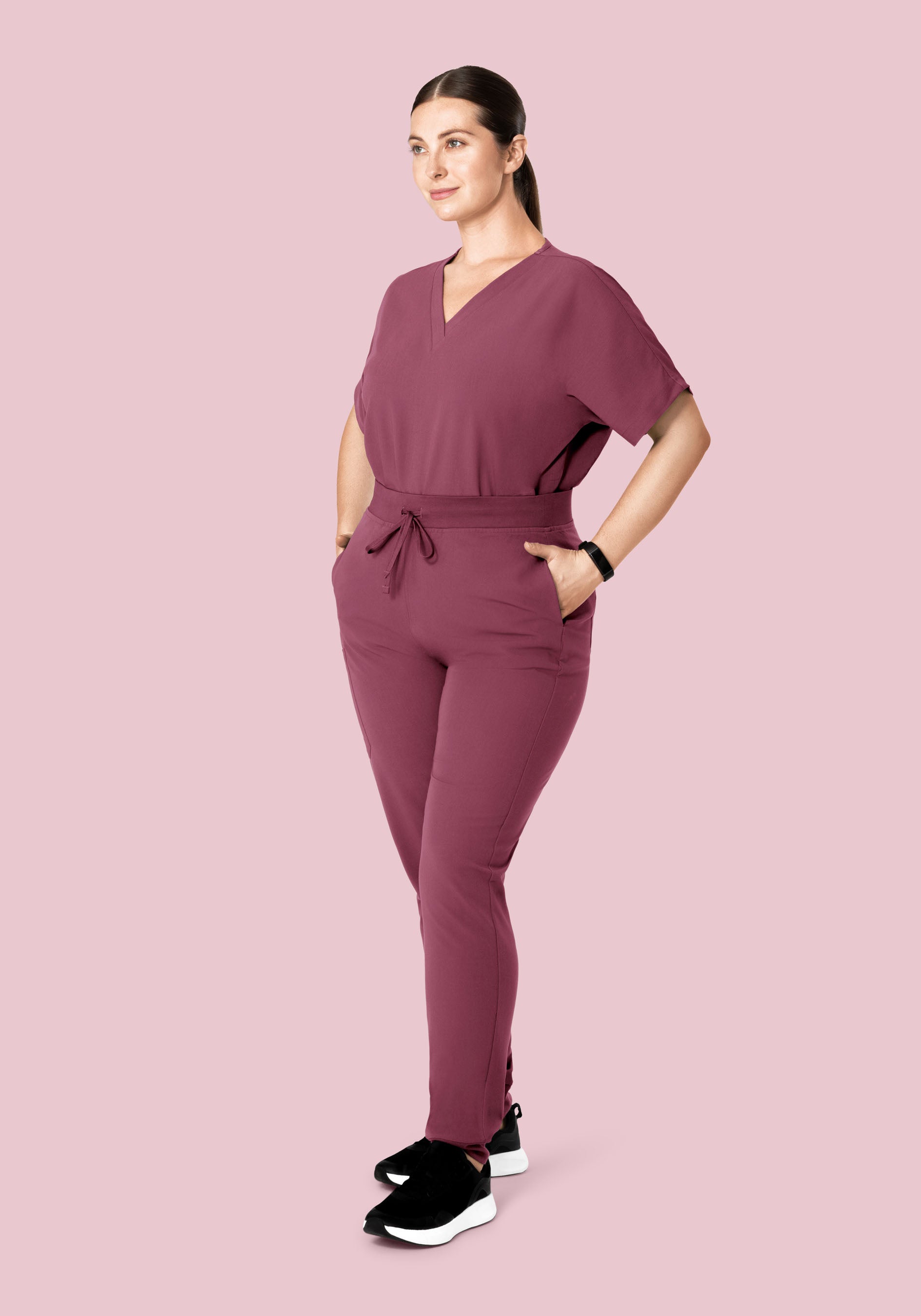 Oversized V Neck Top Deep Mauve