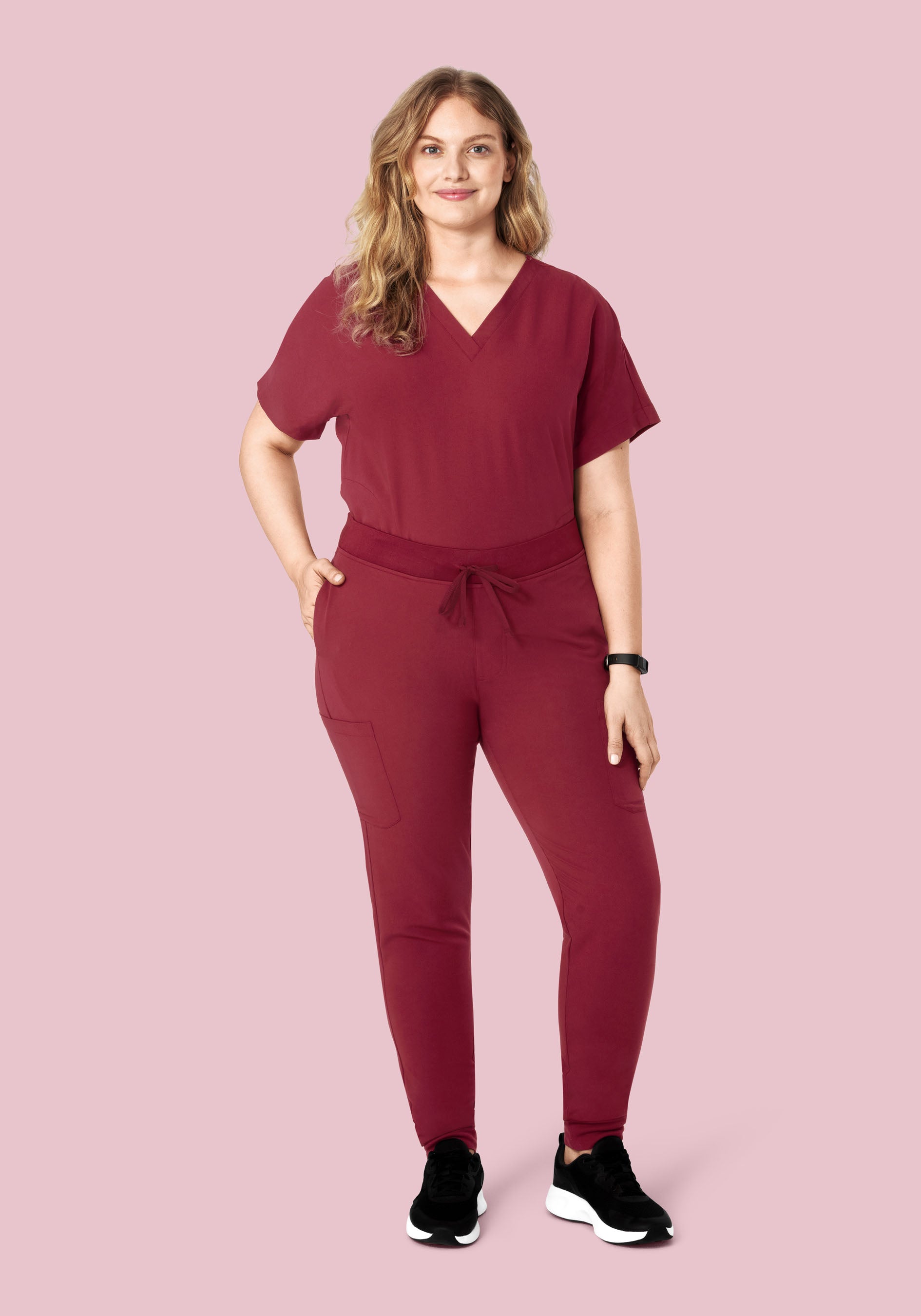 Oversized V Neck Top Garnet