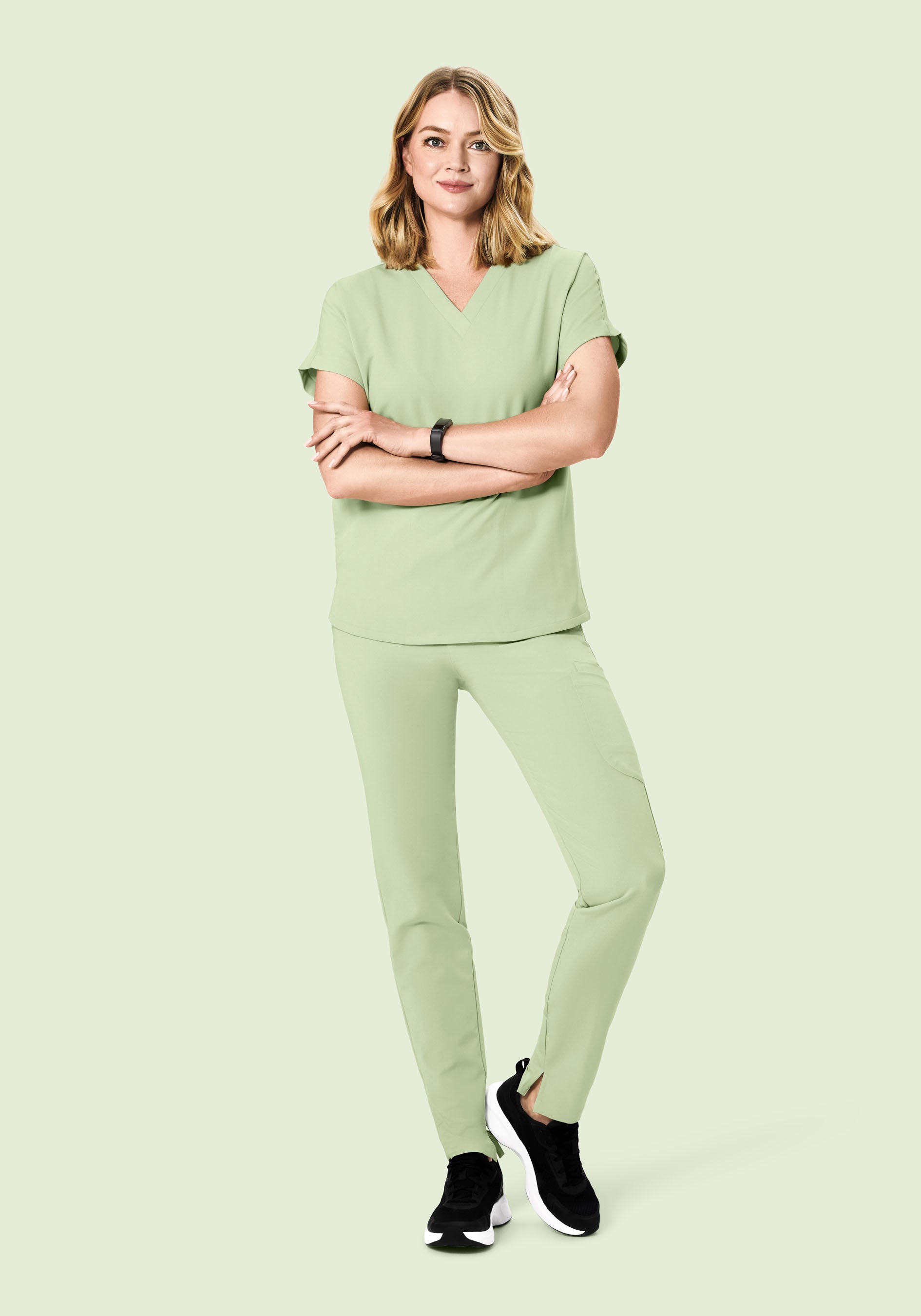 Oversized V Neck Top Matcha
