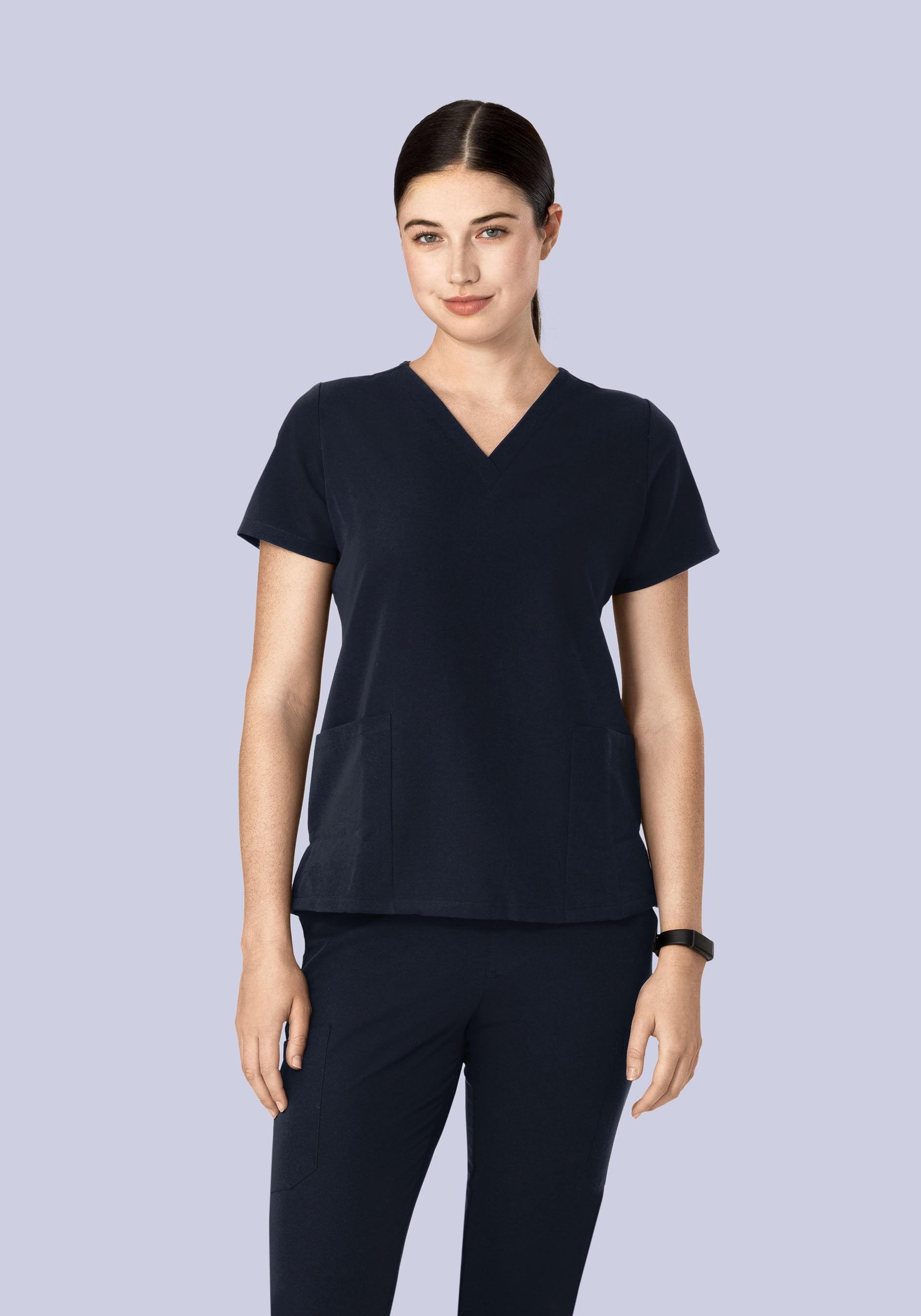 Women's V-Neck 6-Pocket Scrub Top - Midnight Navy | Mandala Scrubs