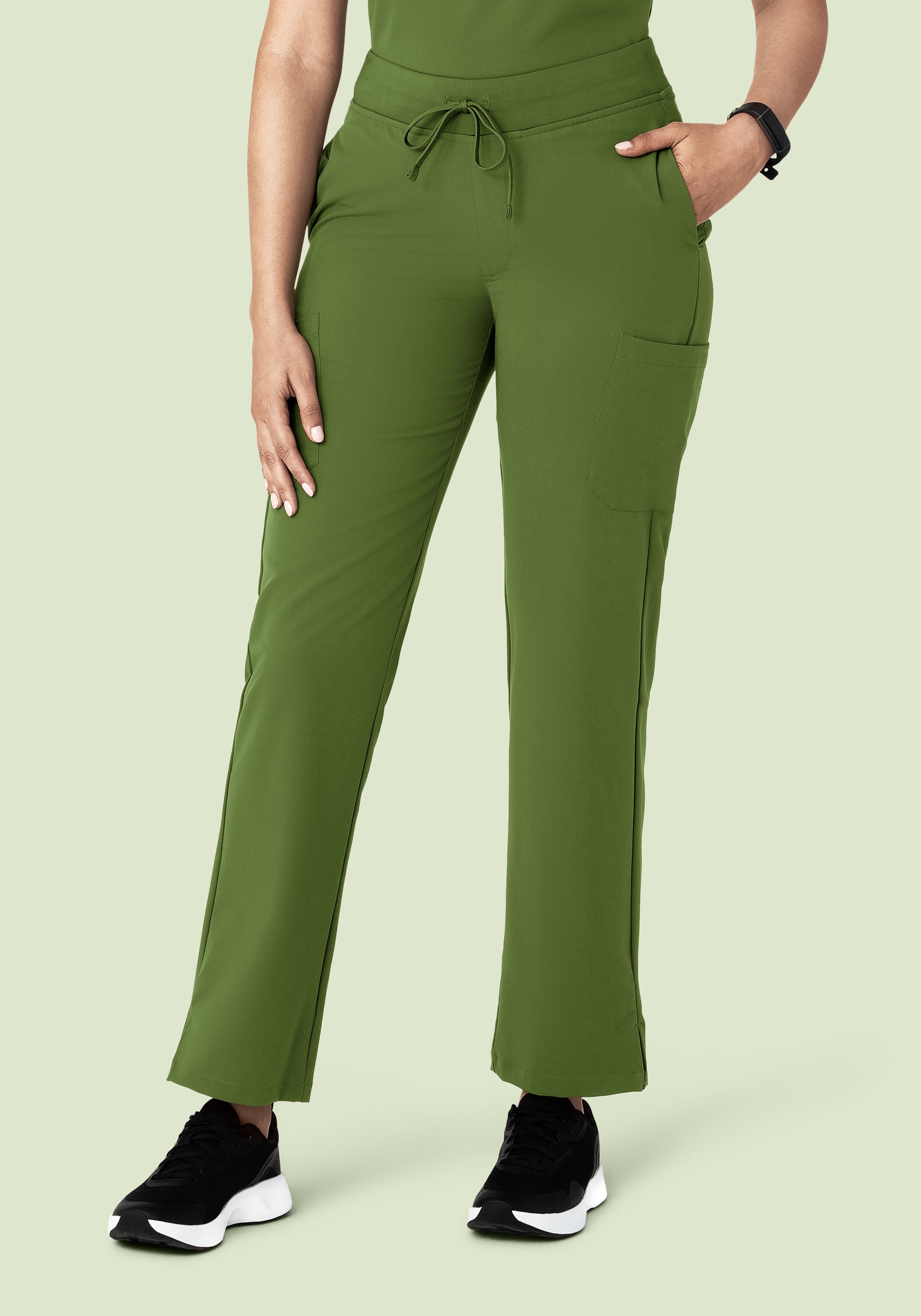 Women's Mid-Rise Straight Leg Cargo Scrub Pants - Moss | Mandala