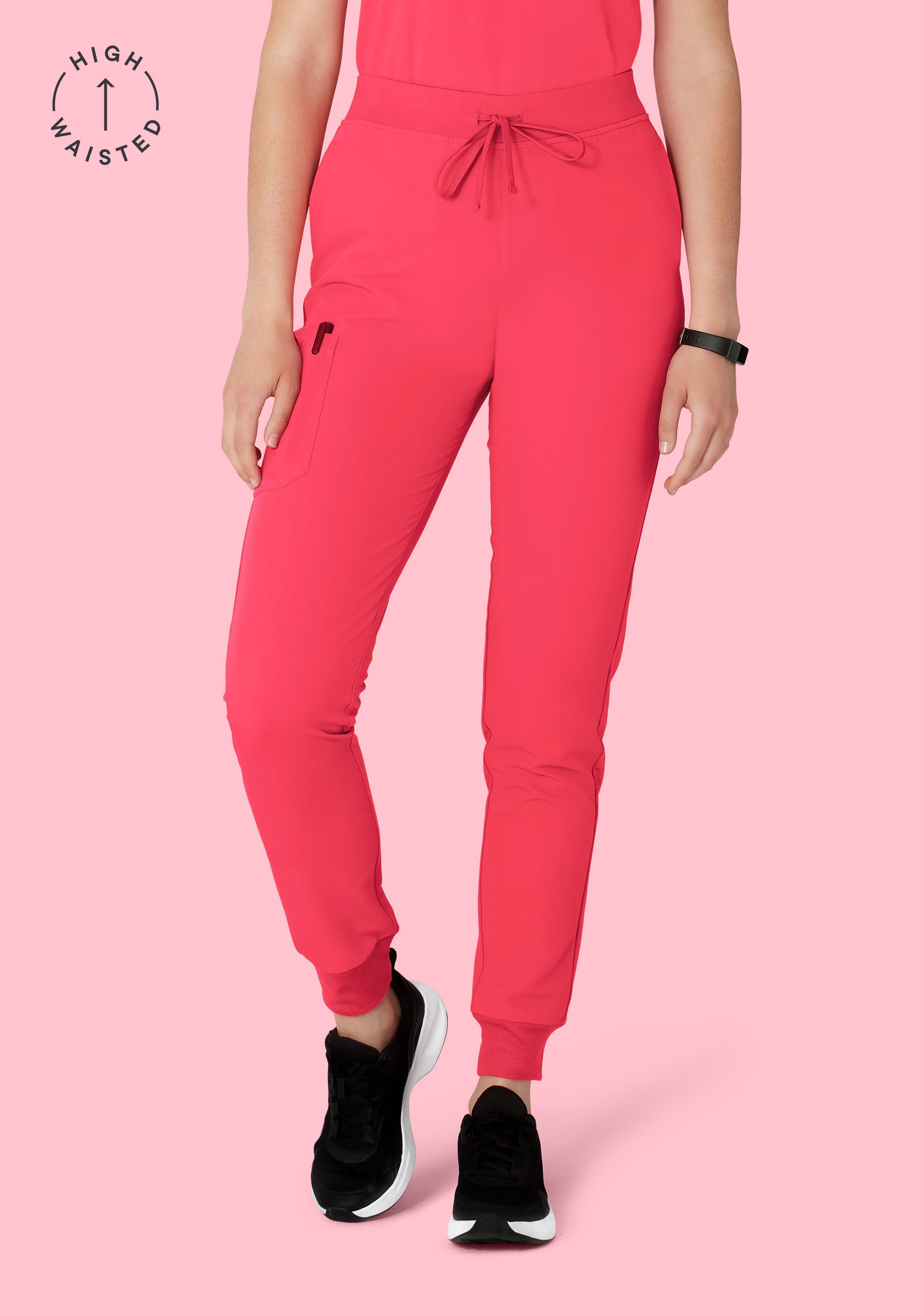 ホシゾラ Women's High Waisted Jogger Scrub Pants - Paradise Pink | Mandala