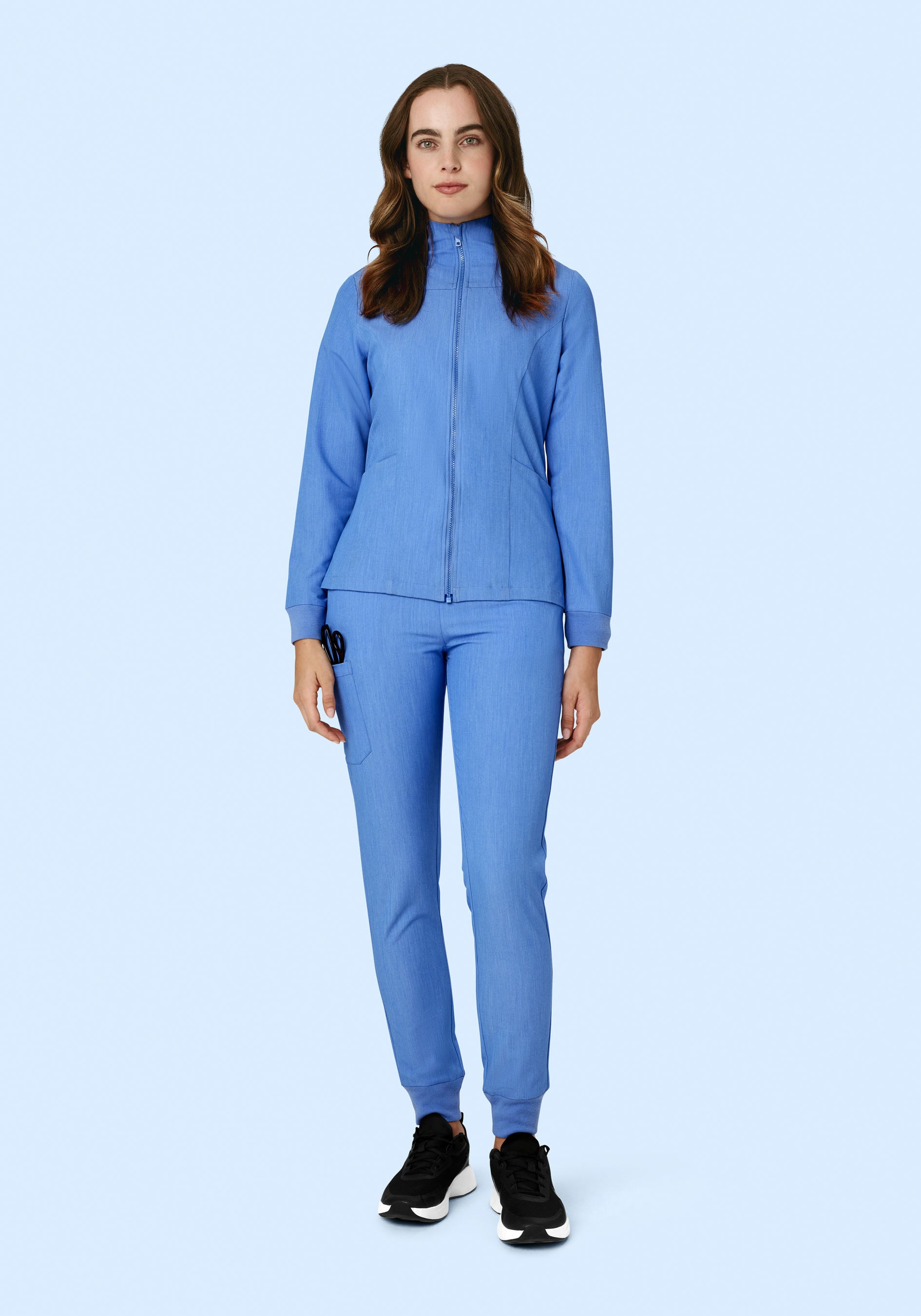 Women's Modern Scrub Jacket Heather Blue