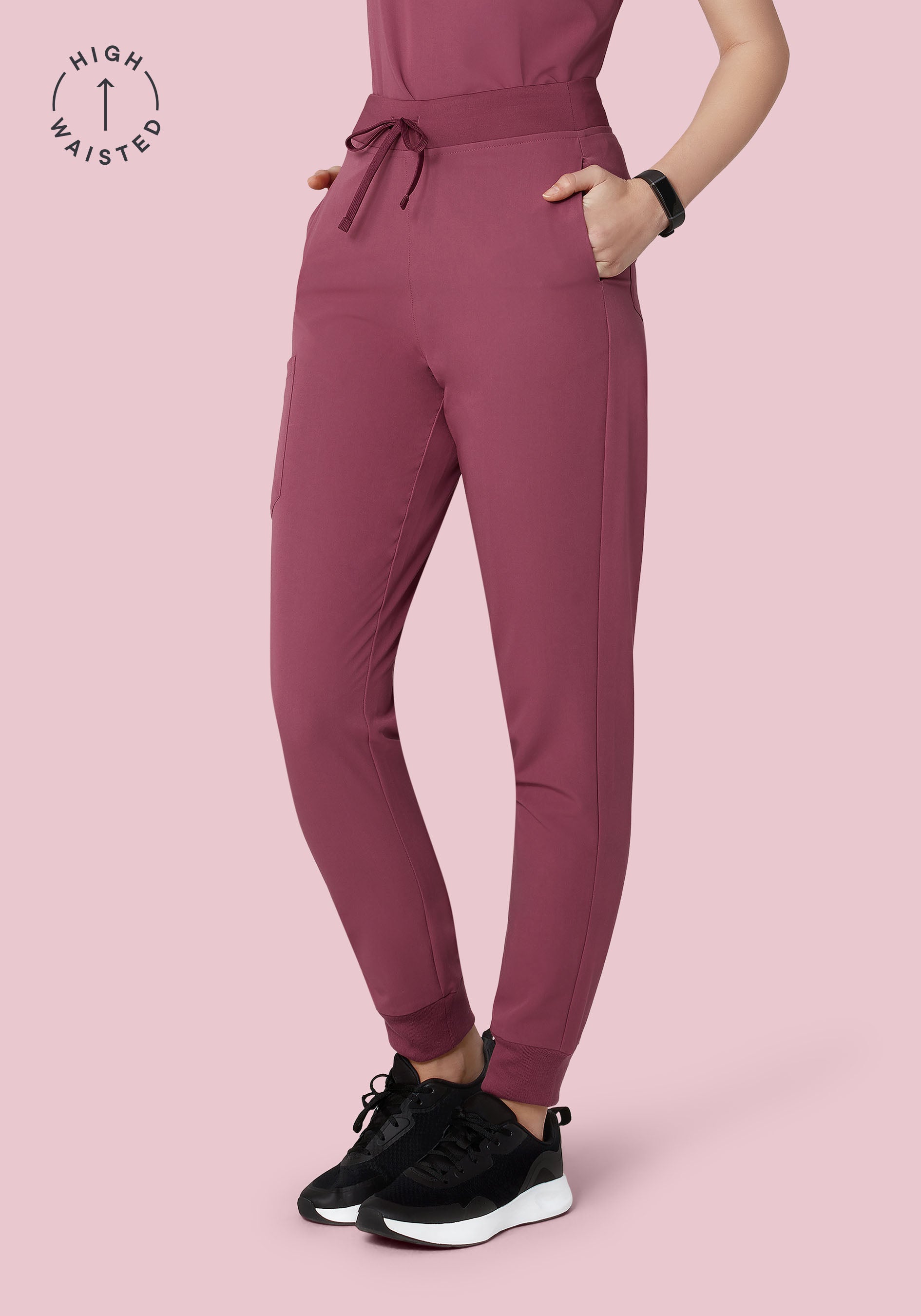 High Waisted Joggers Deep Mauve