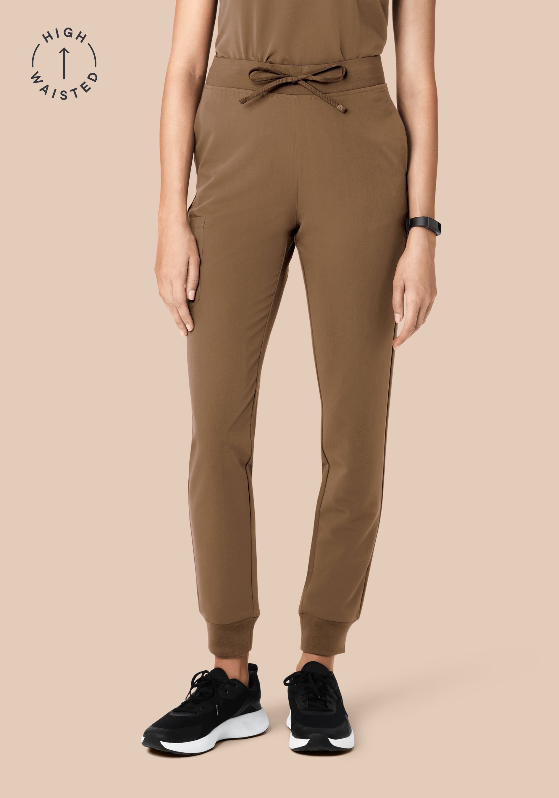 High Waisted Joggers Ash Brown