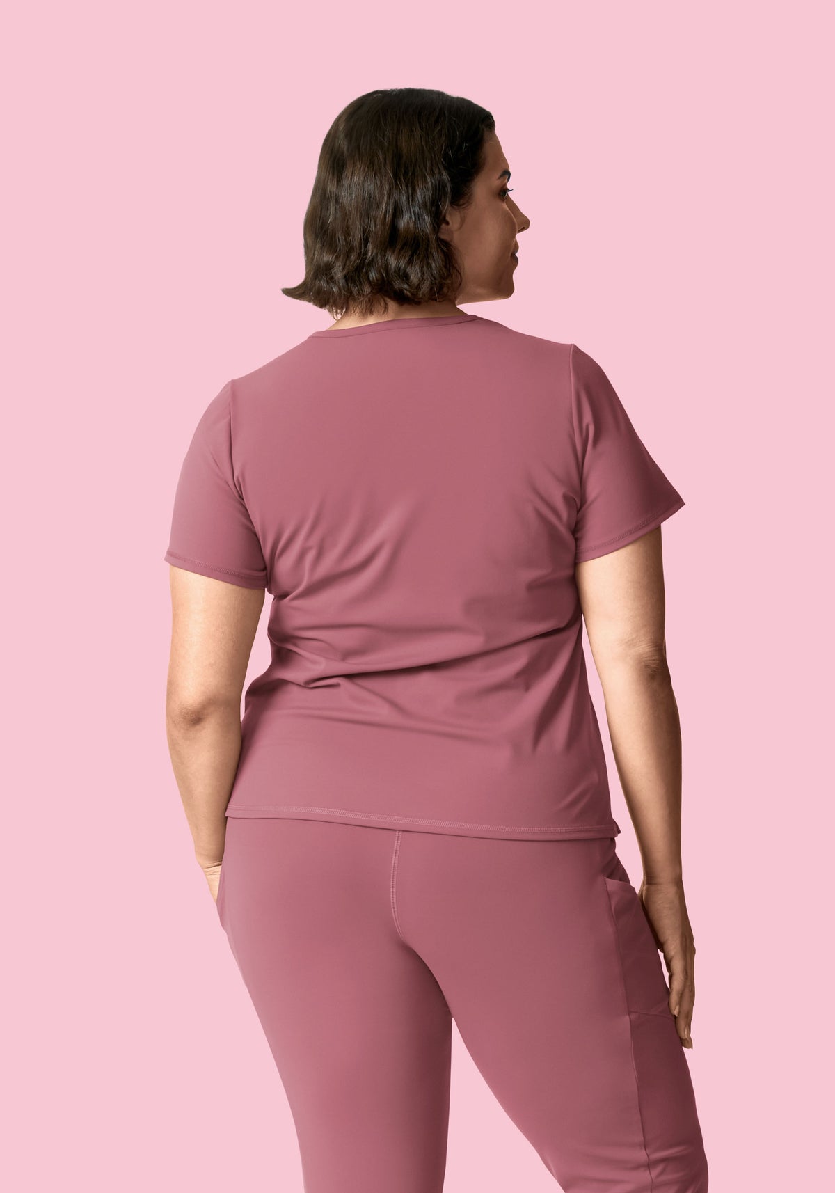 Soft Stretch Chest Pocket Top Mauve