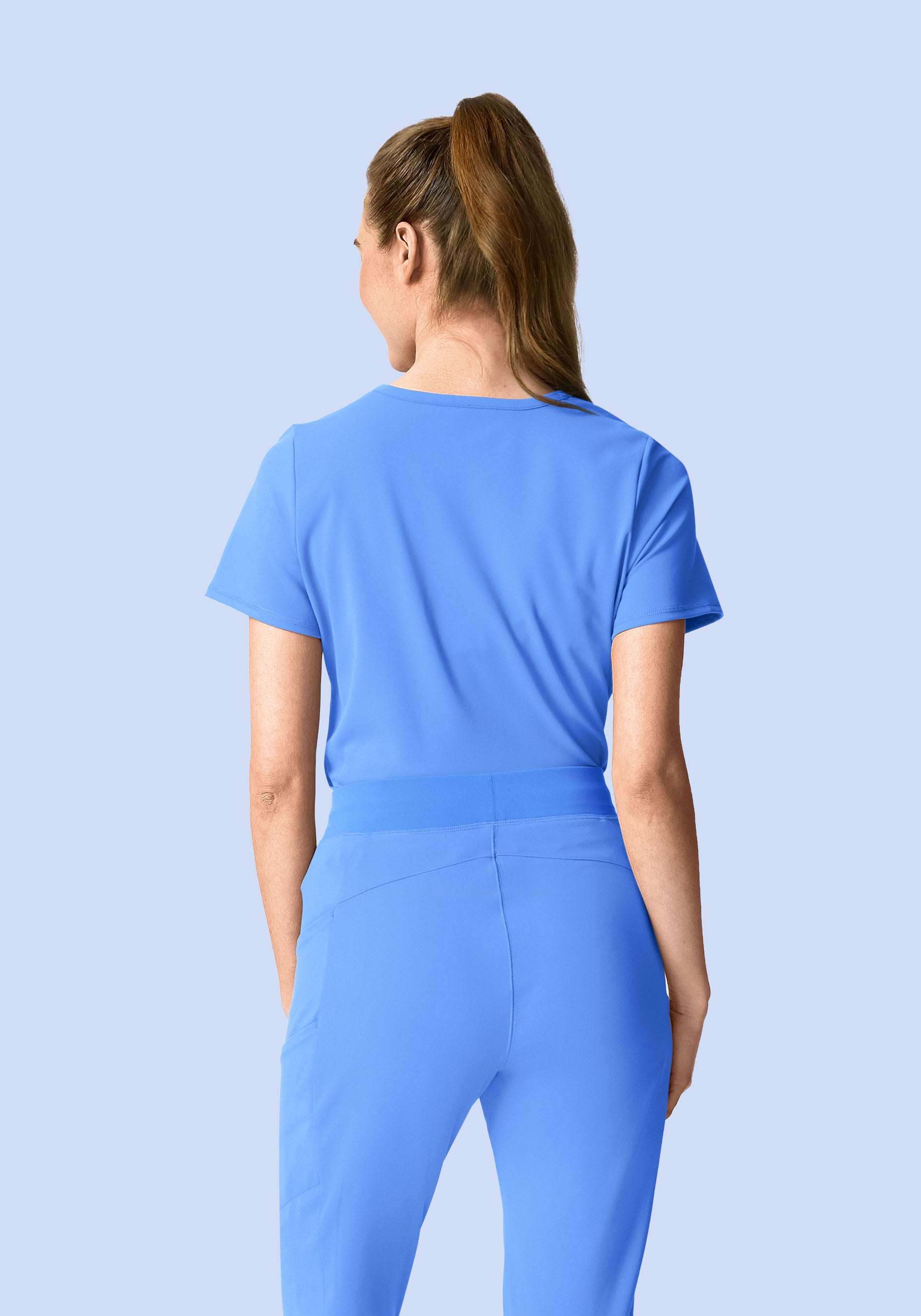 Soft Stretch Chest Pocket Top Ceil Blue