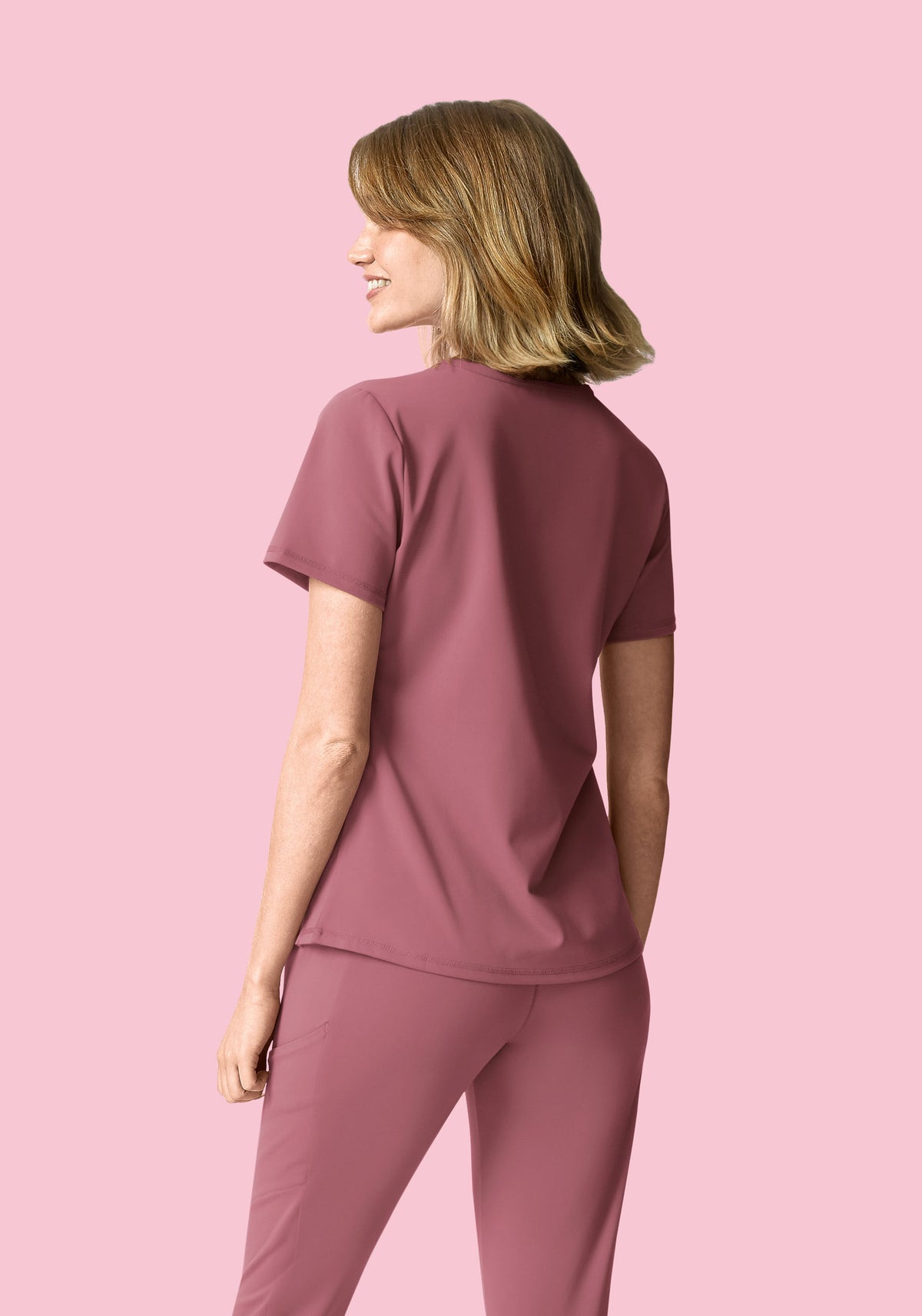 Soft Stretch Chest Pocket Top Mauve