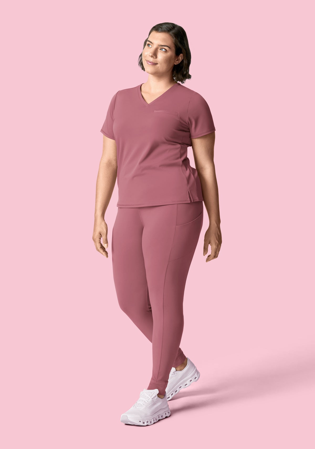 Soft Stretch Chest Pocket Top Mauve