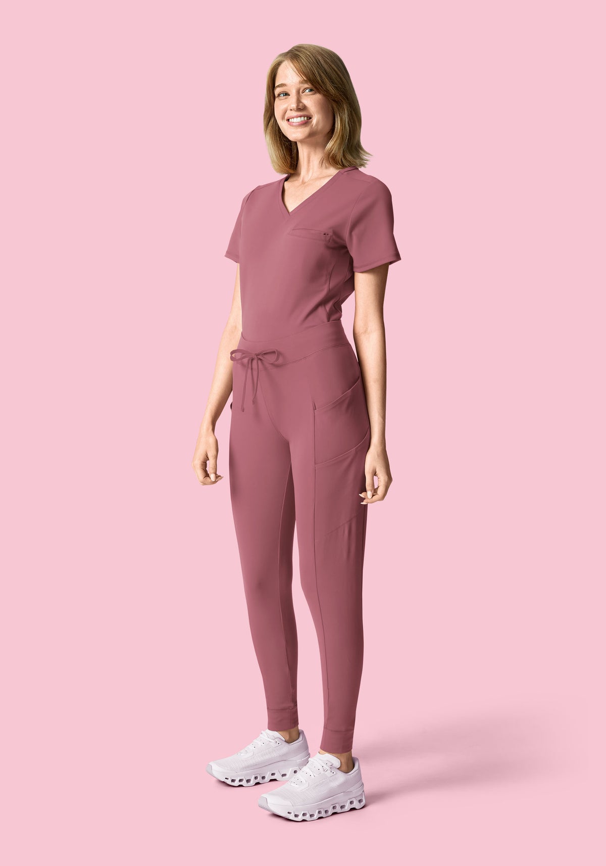 Soft Stretch Chest Pocket Top Mauve