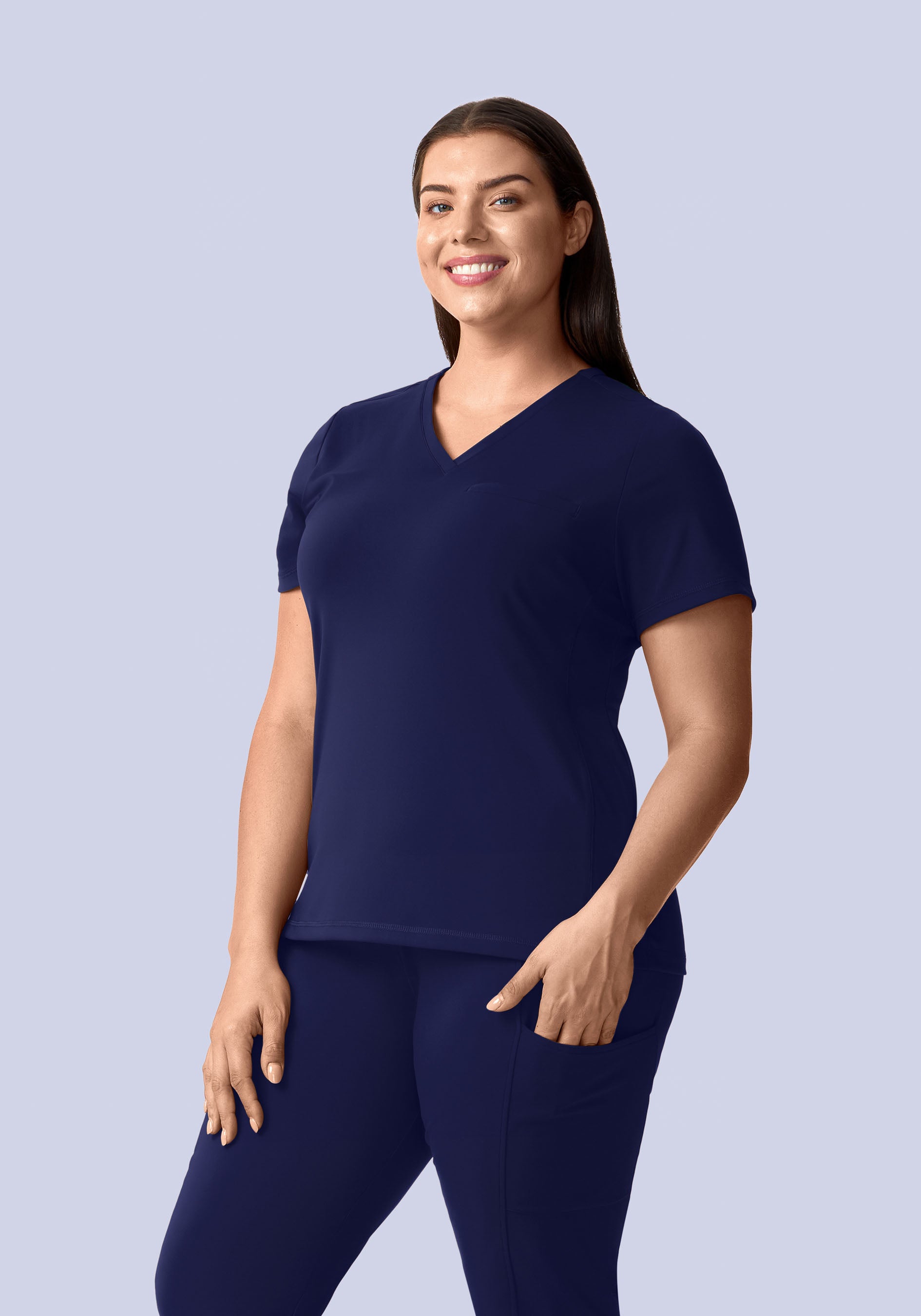Soft Stretch Chest Pocket Top Navy