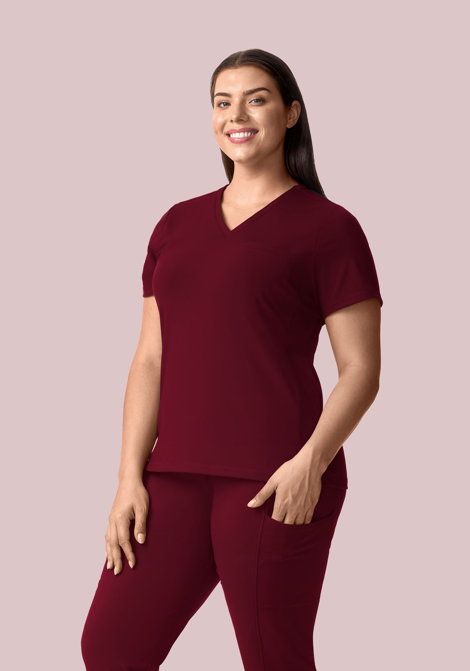 Soft Stretch Chest Pocket Top Wine