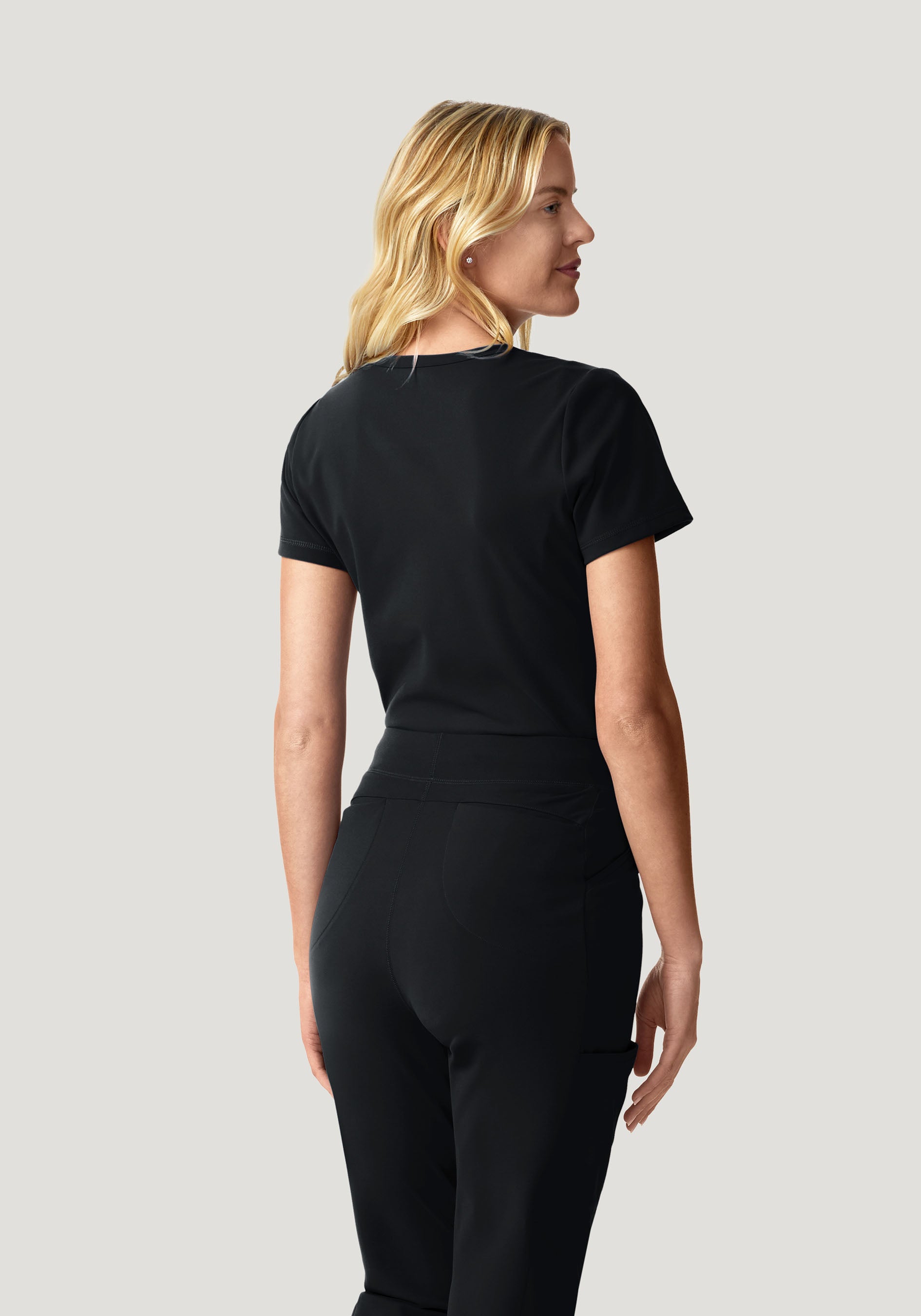 Soft Stretch Chest Pocket Top Black