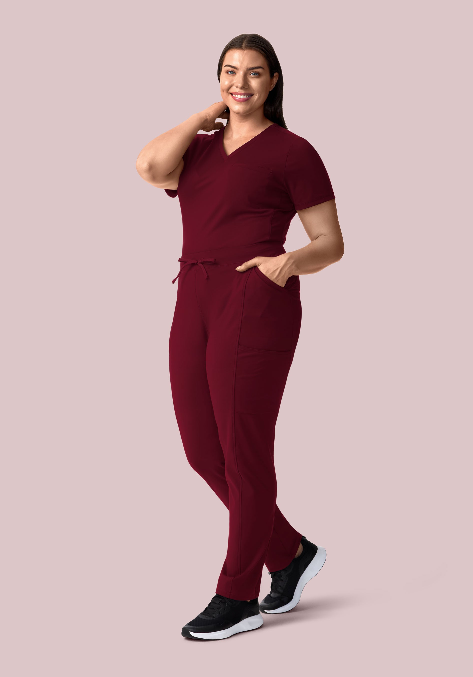 Soft Stretch Chest Pocket Top Wine