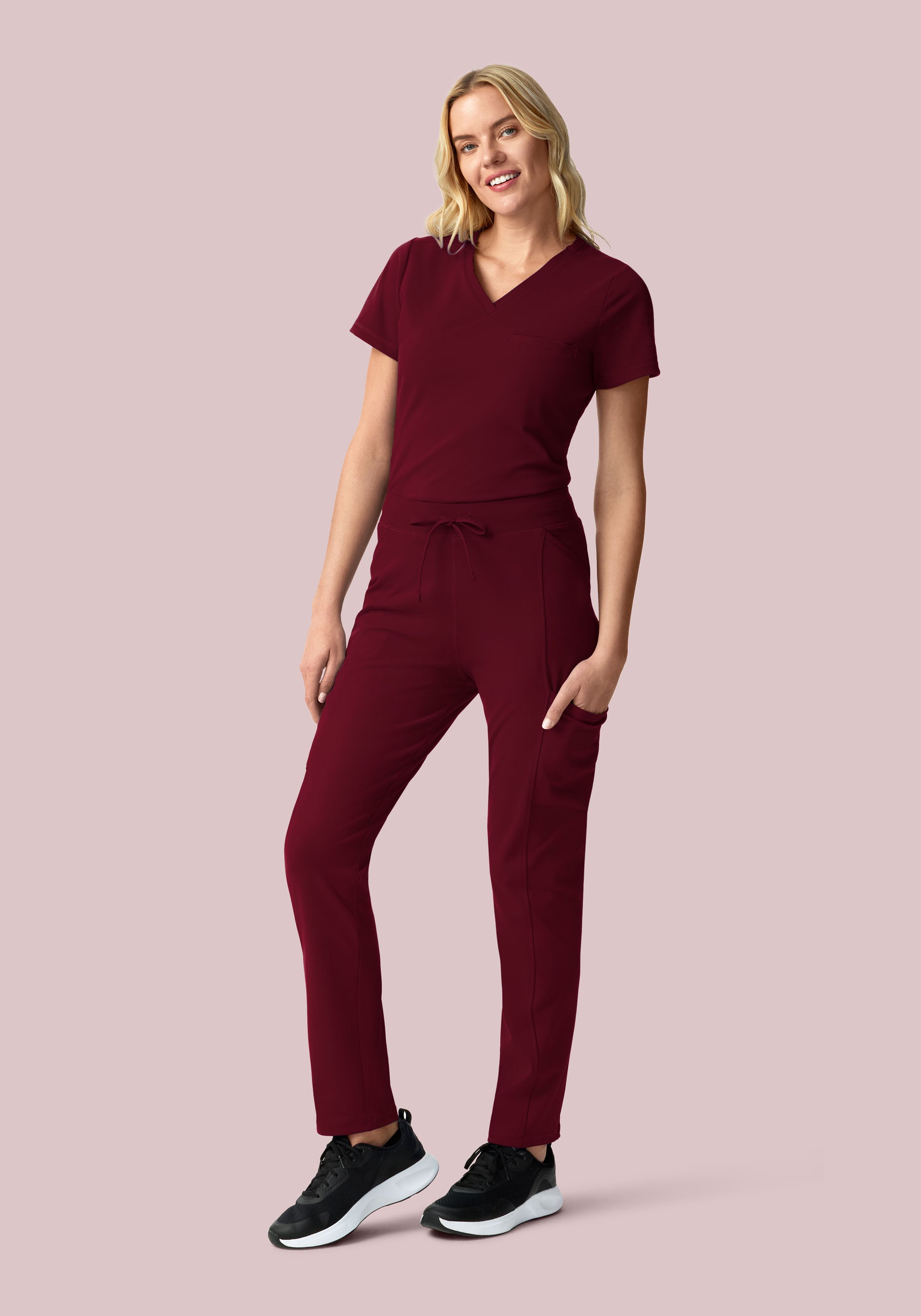 Soft Stretch Chest Pocket Top Wine