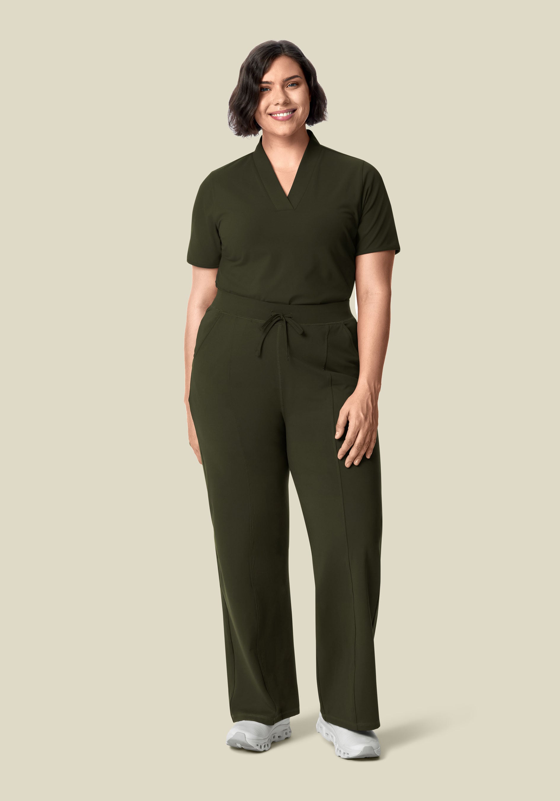 Soft Stretch High Waisted Wide Leg Olive
