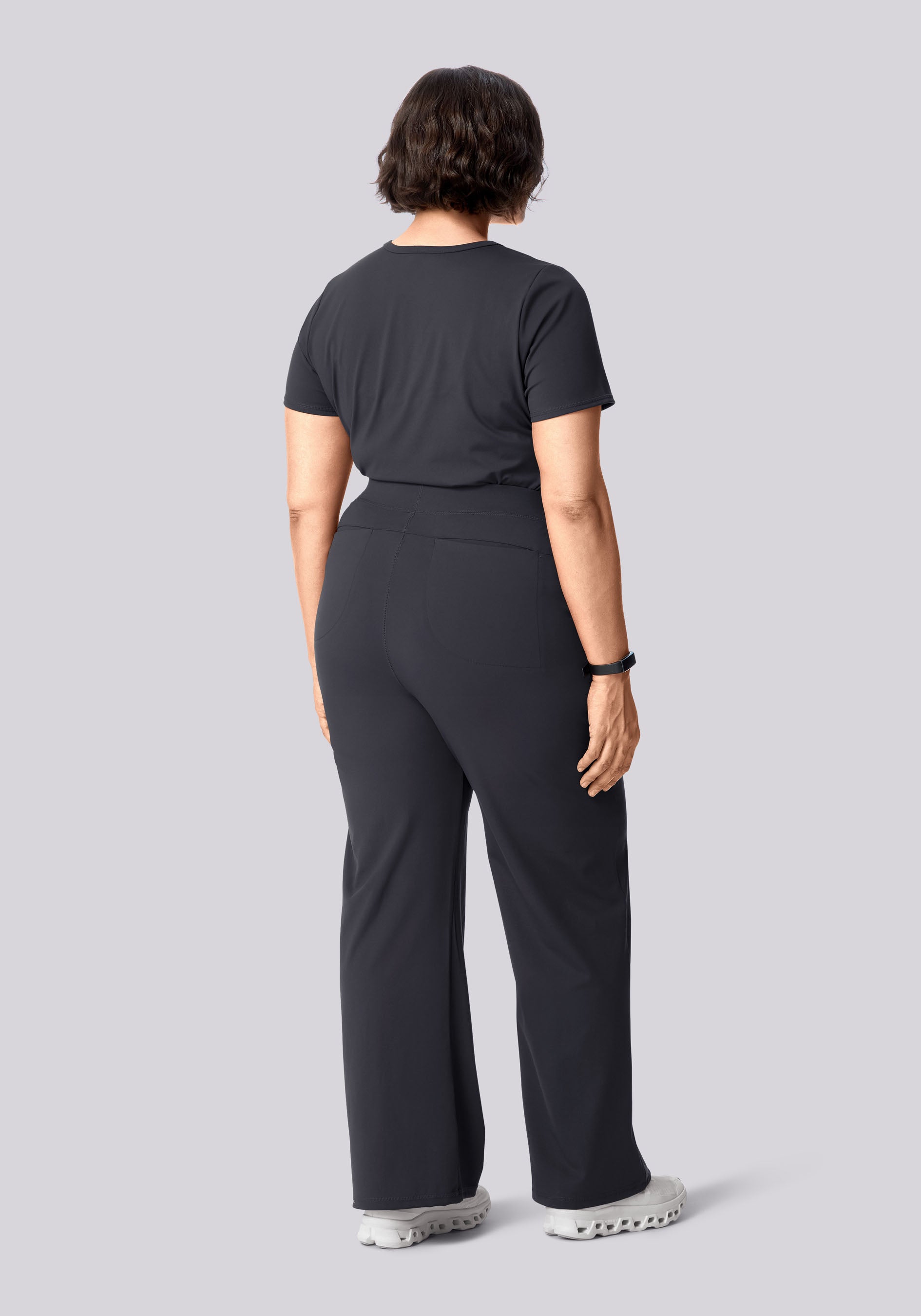 Soft Stretch High Waisted Wide Leg Pewter
