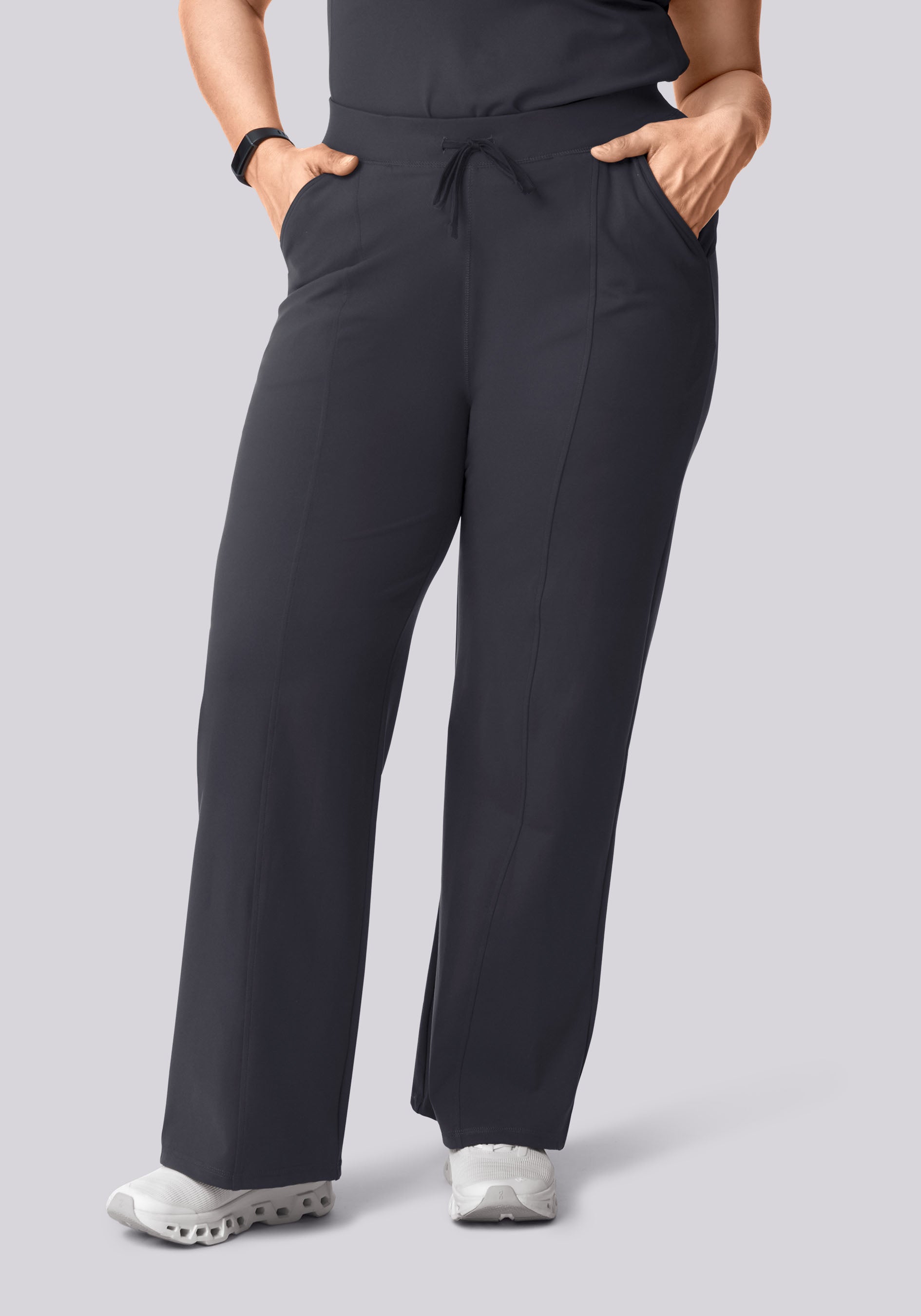 Soft Stretch High Waisted Wide Leg Pewter