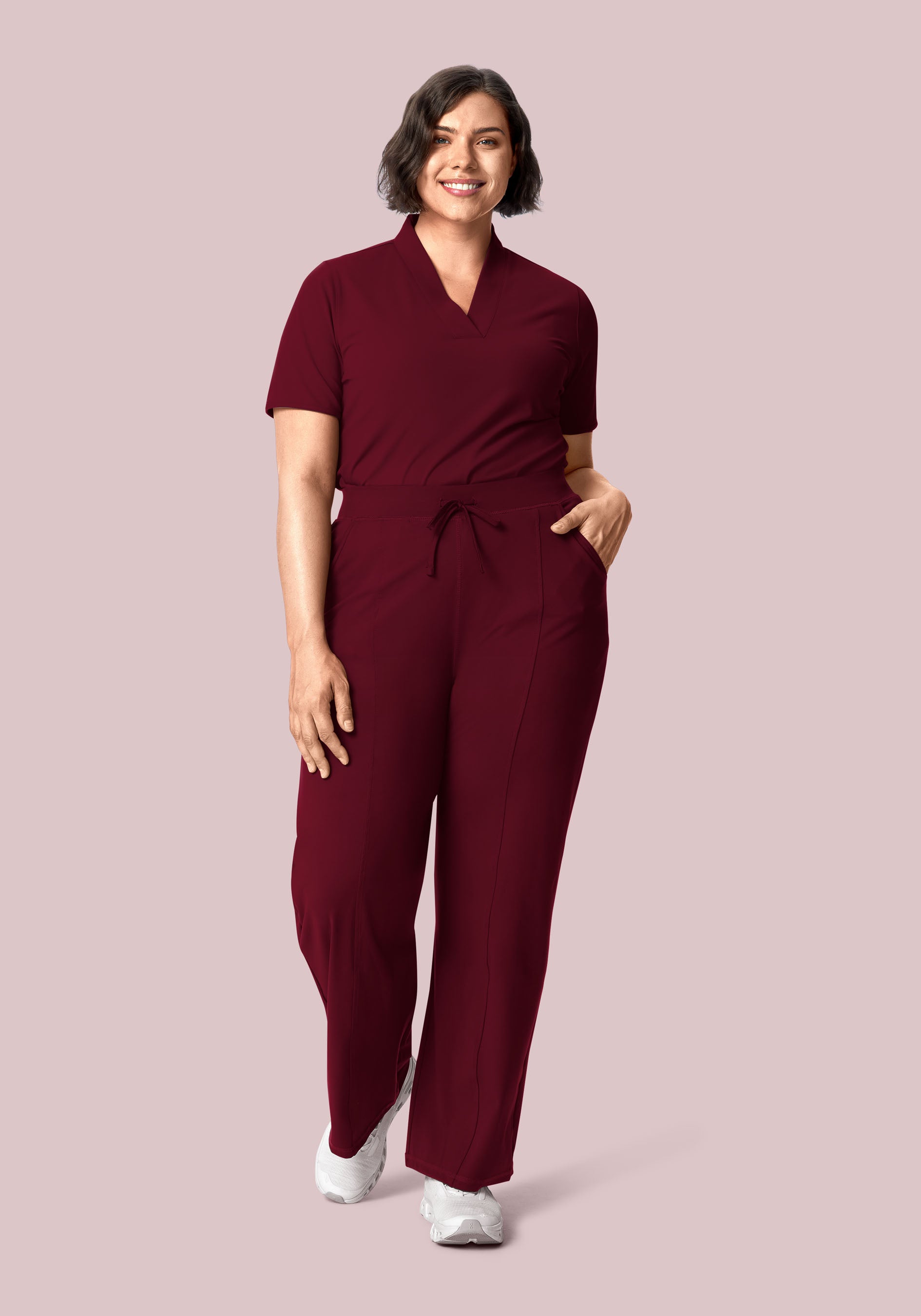 Soft Stretch High Waisted Wide Leg Wine