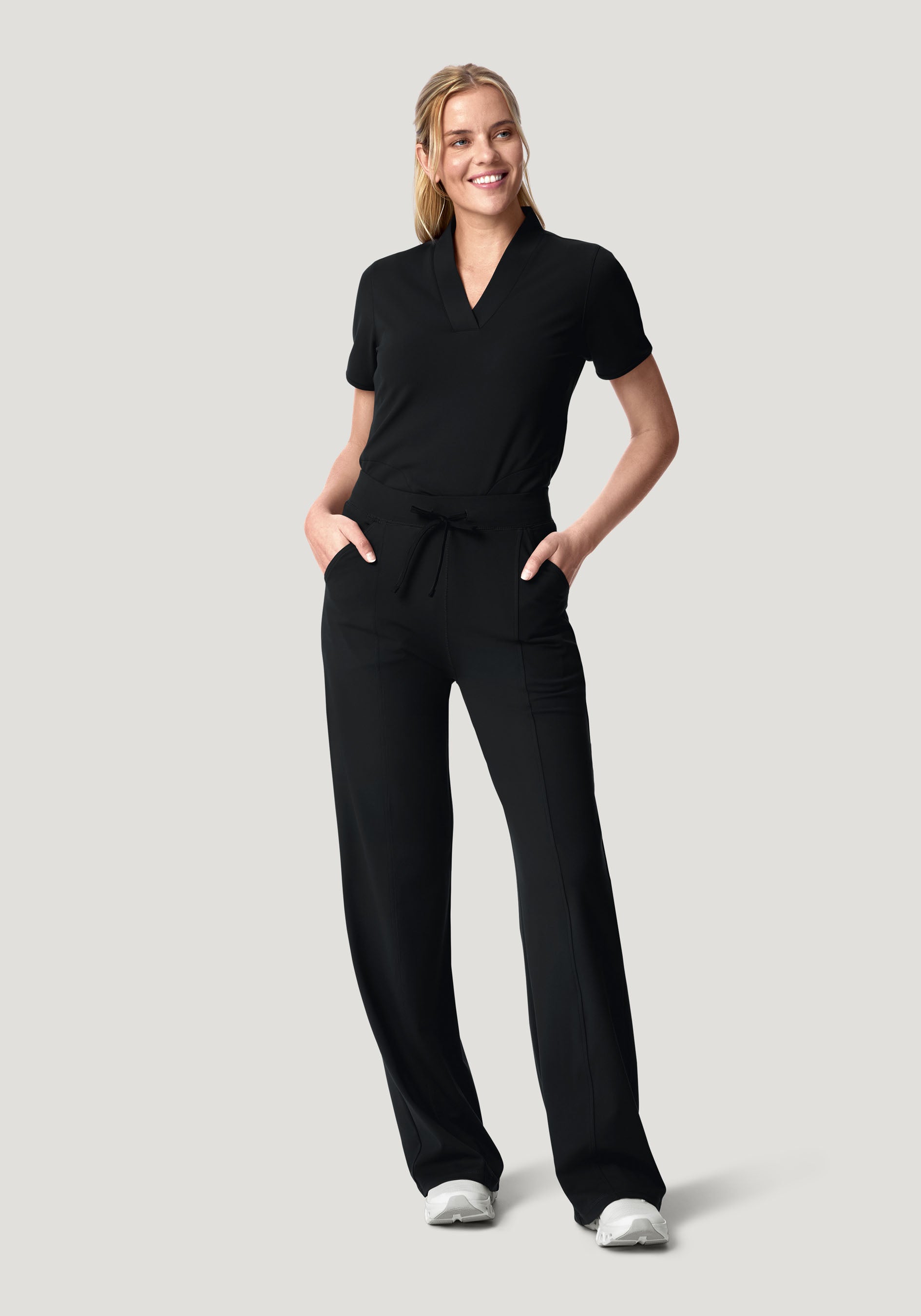 Soft Stretch High Waisted Wide Leg Black
