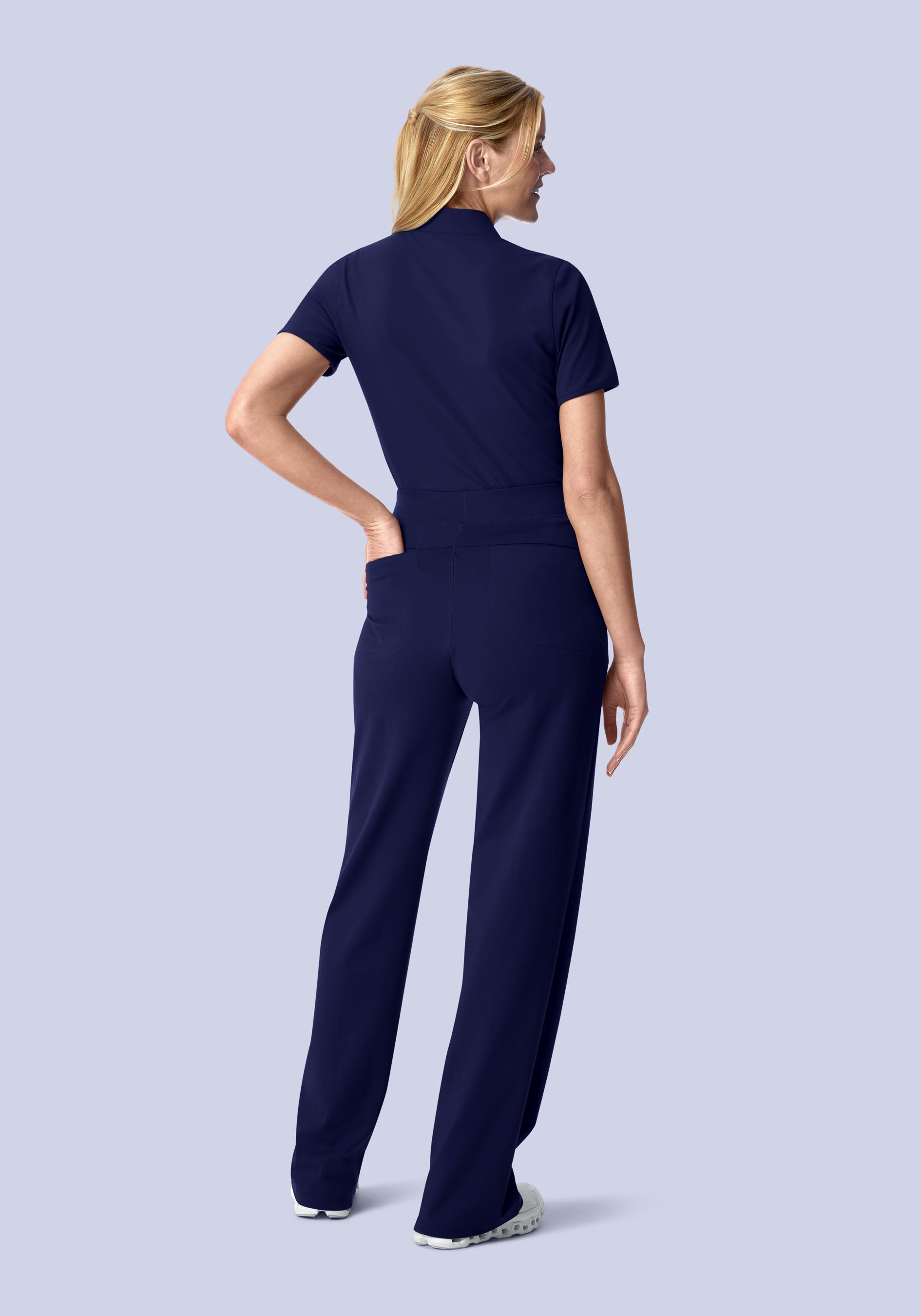 Soft Stretch High Waisted Wide Leg Navy