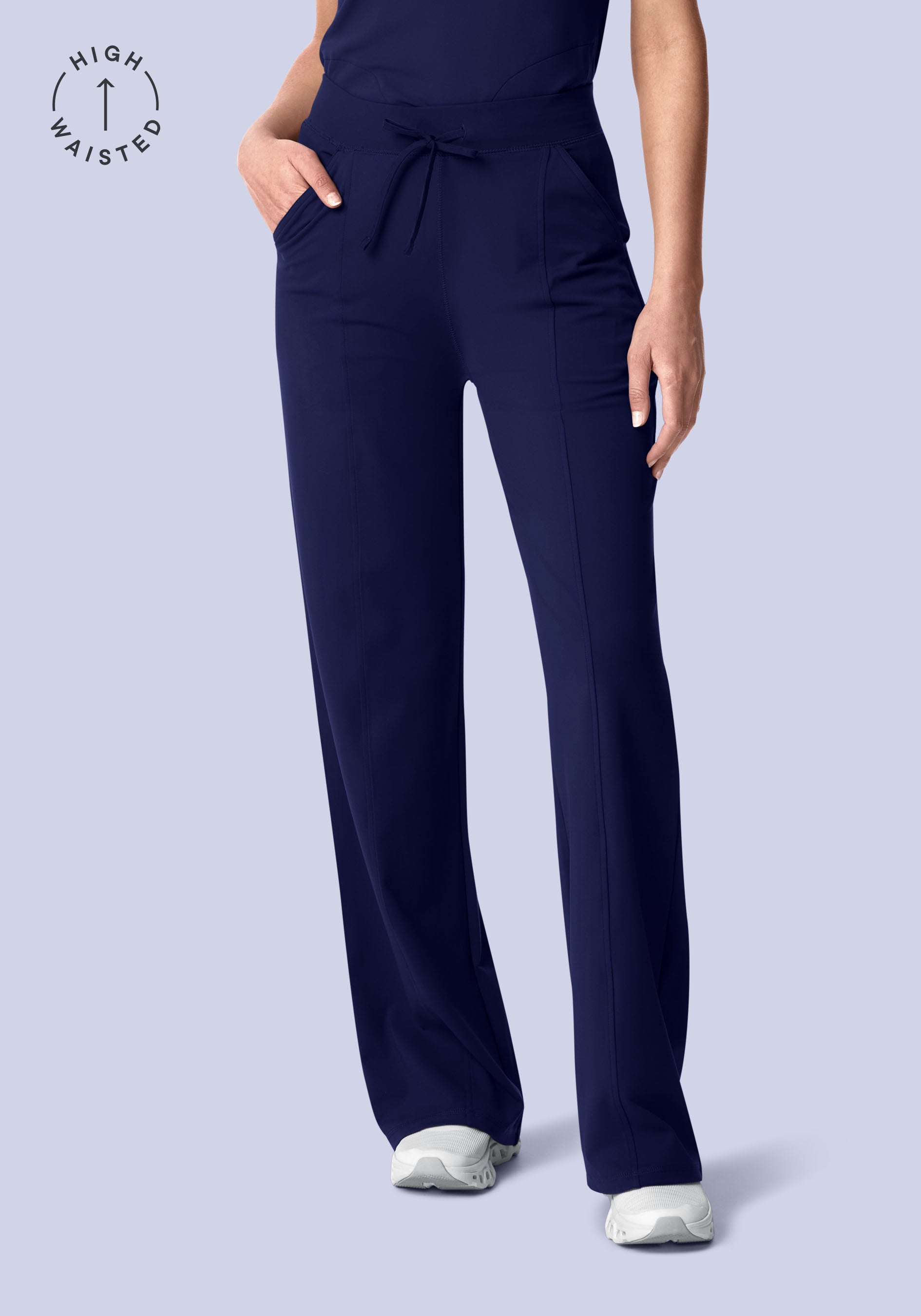Soft Stretch High Waisted Wide Leg Navy