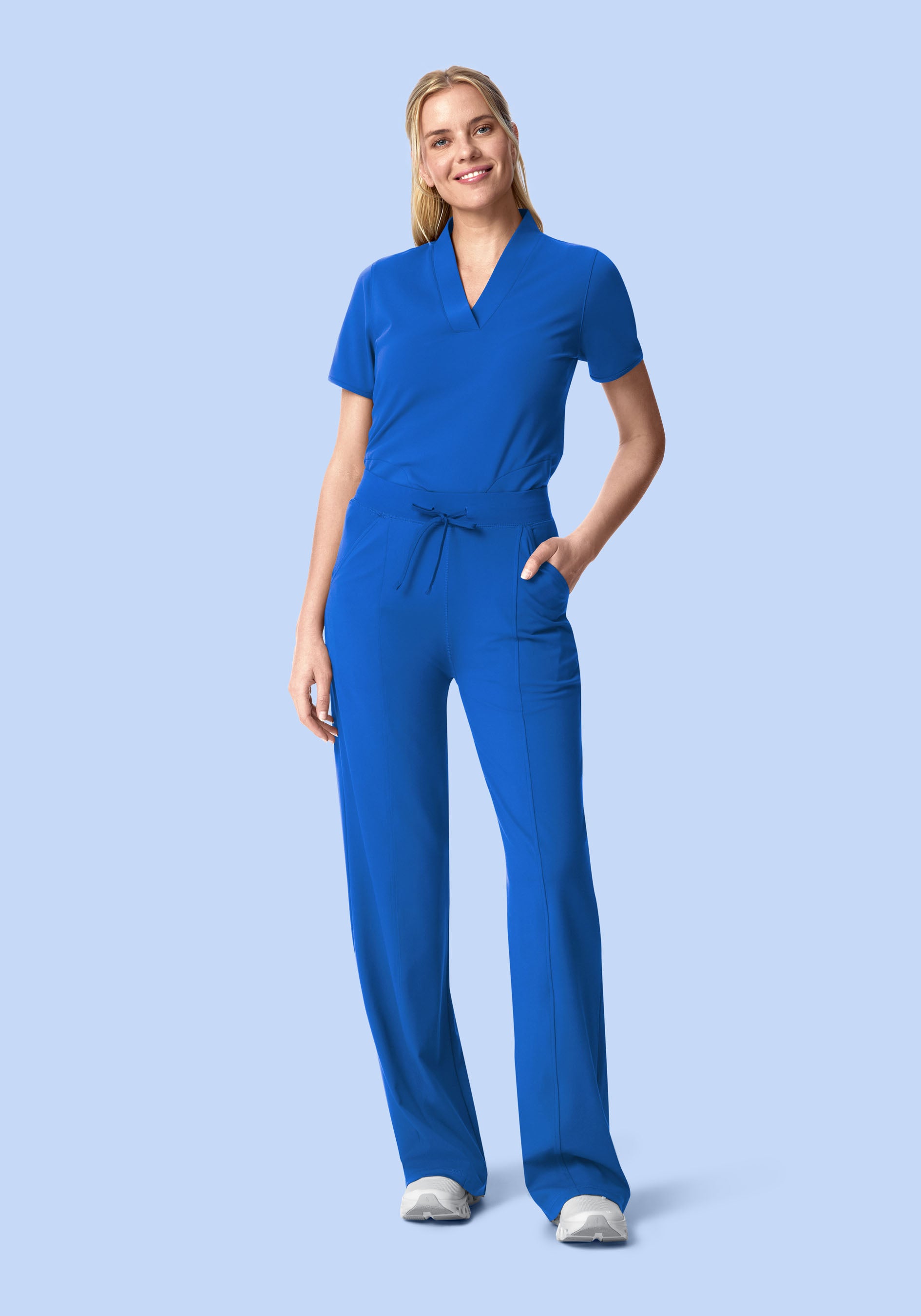 Soft Stretch High Waisted Wide Leg Royal Blue