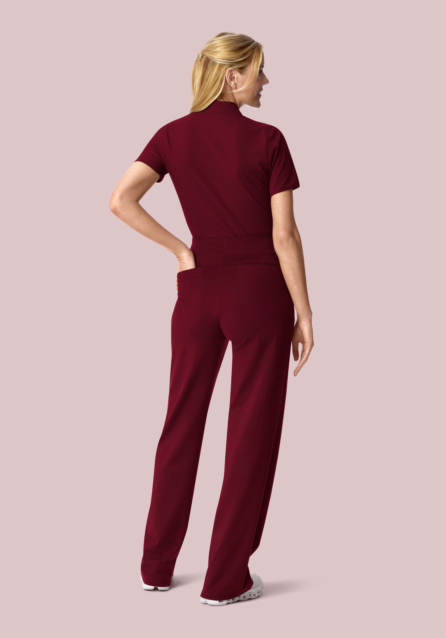 Soft Stretch High Waisted Wide Leg Wine