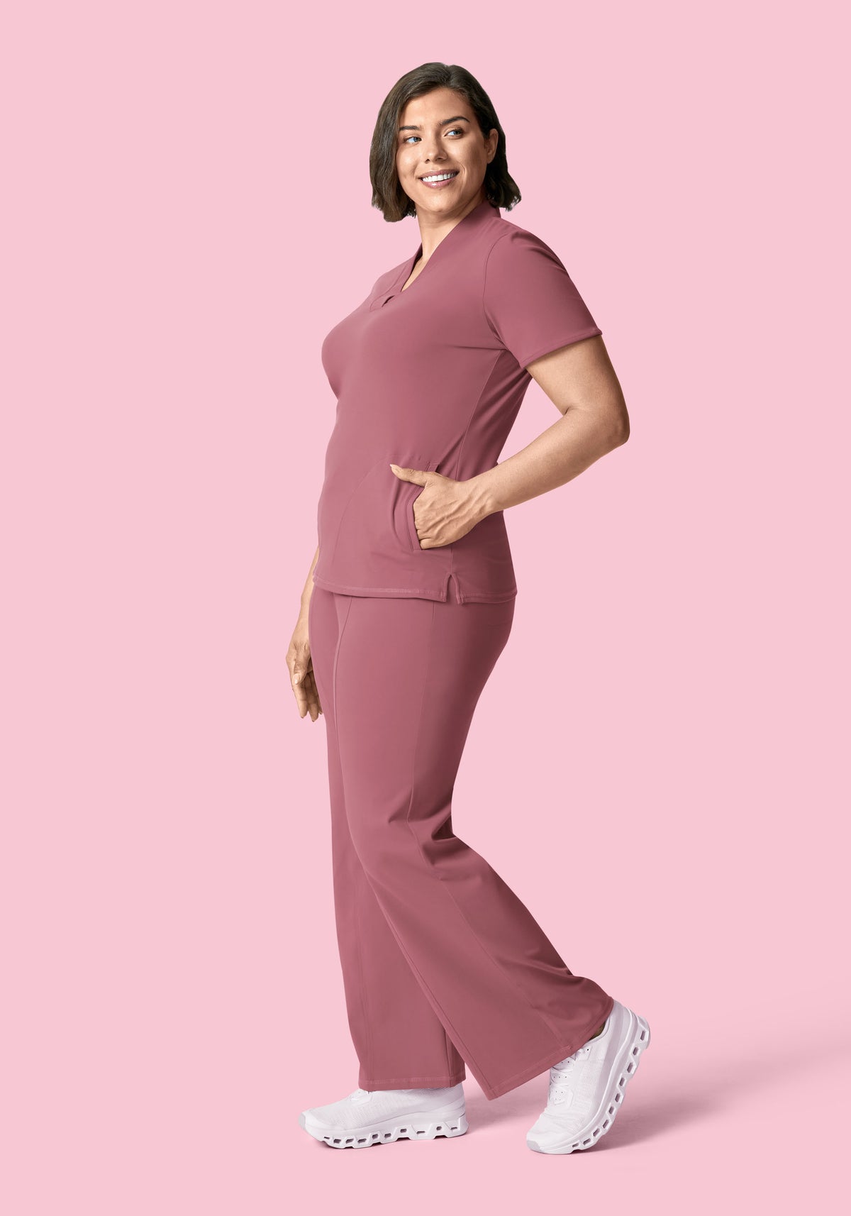 Soft Stretch High Waisted Wide Leg Mauve