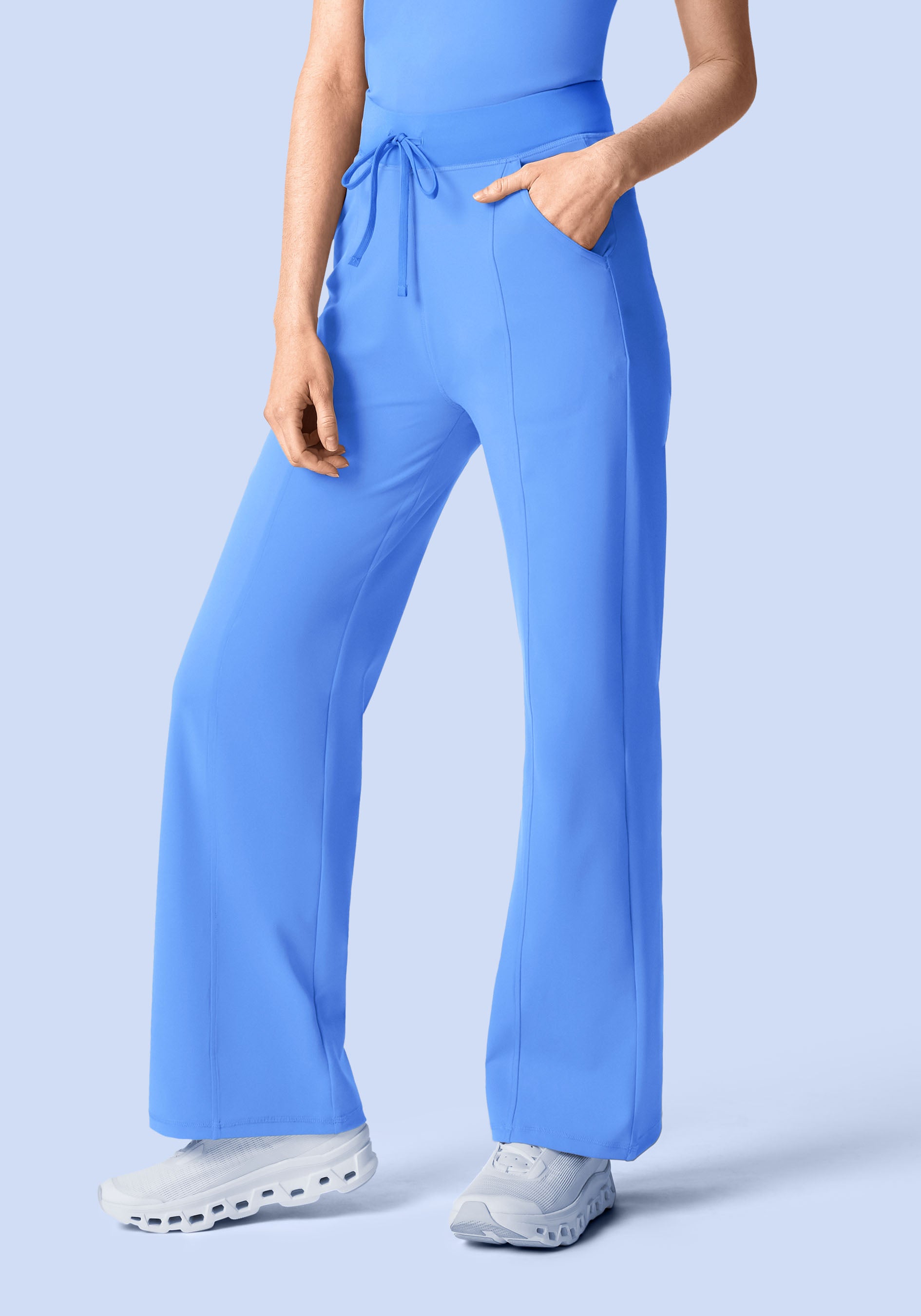 Soft Stretch High Waisted Wide Leg Ceil Blue