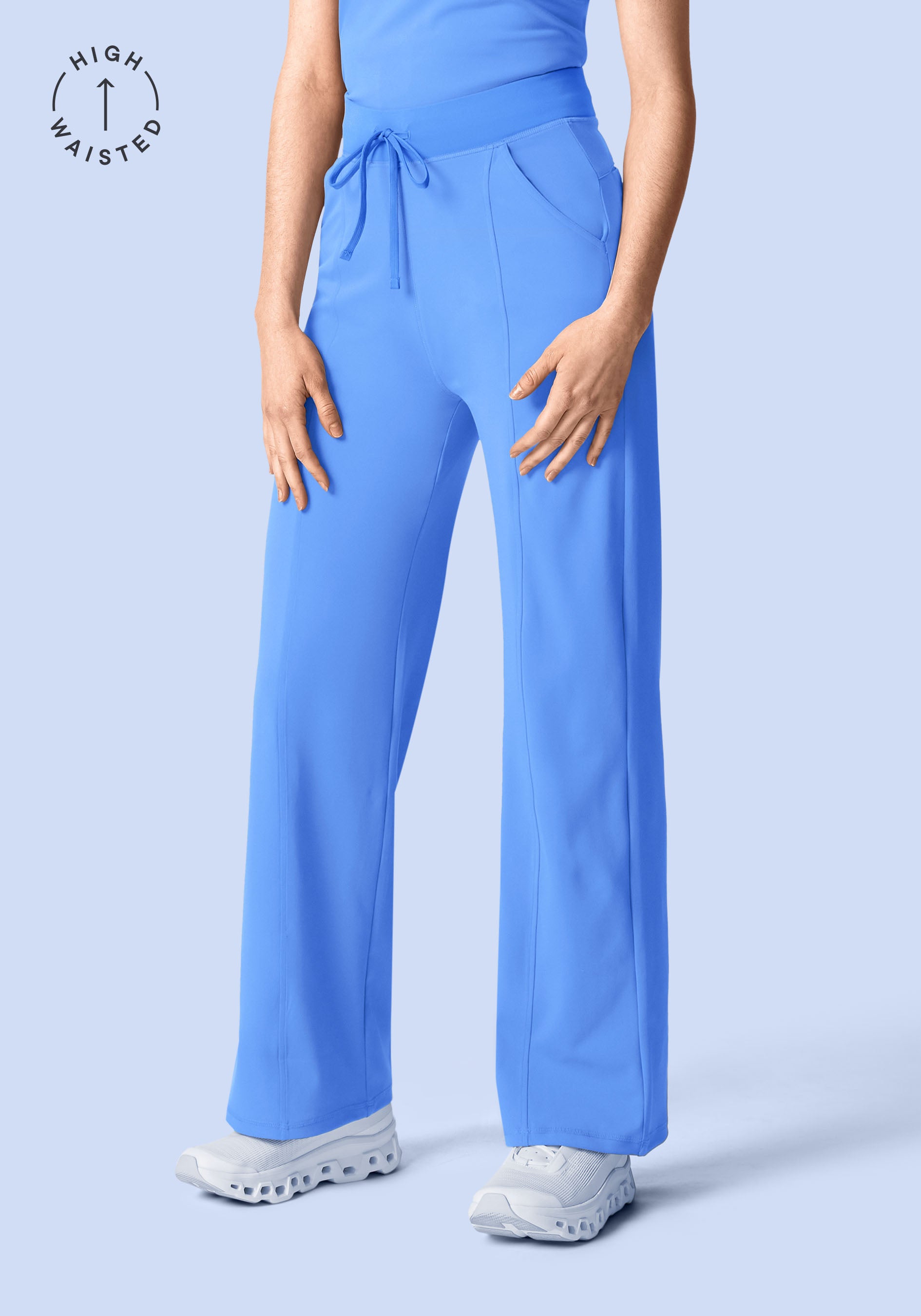 Soft Stretch High Waisted Wide Leg Ceil Blue